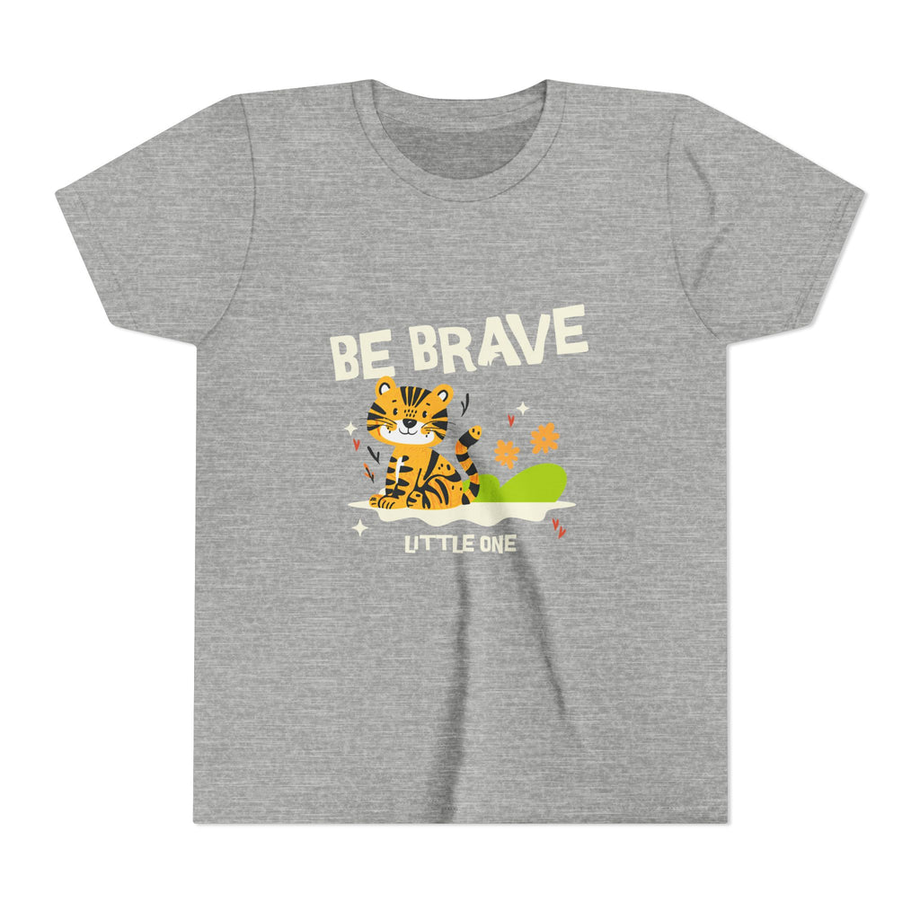 Be Brave Little One | Kids Motivational Graphic Tiger Floral Garden T-Shirt