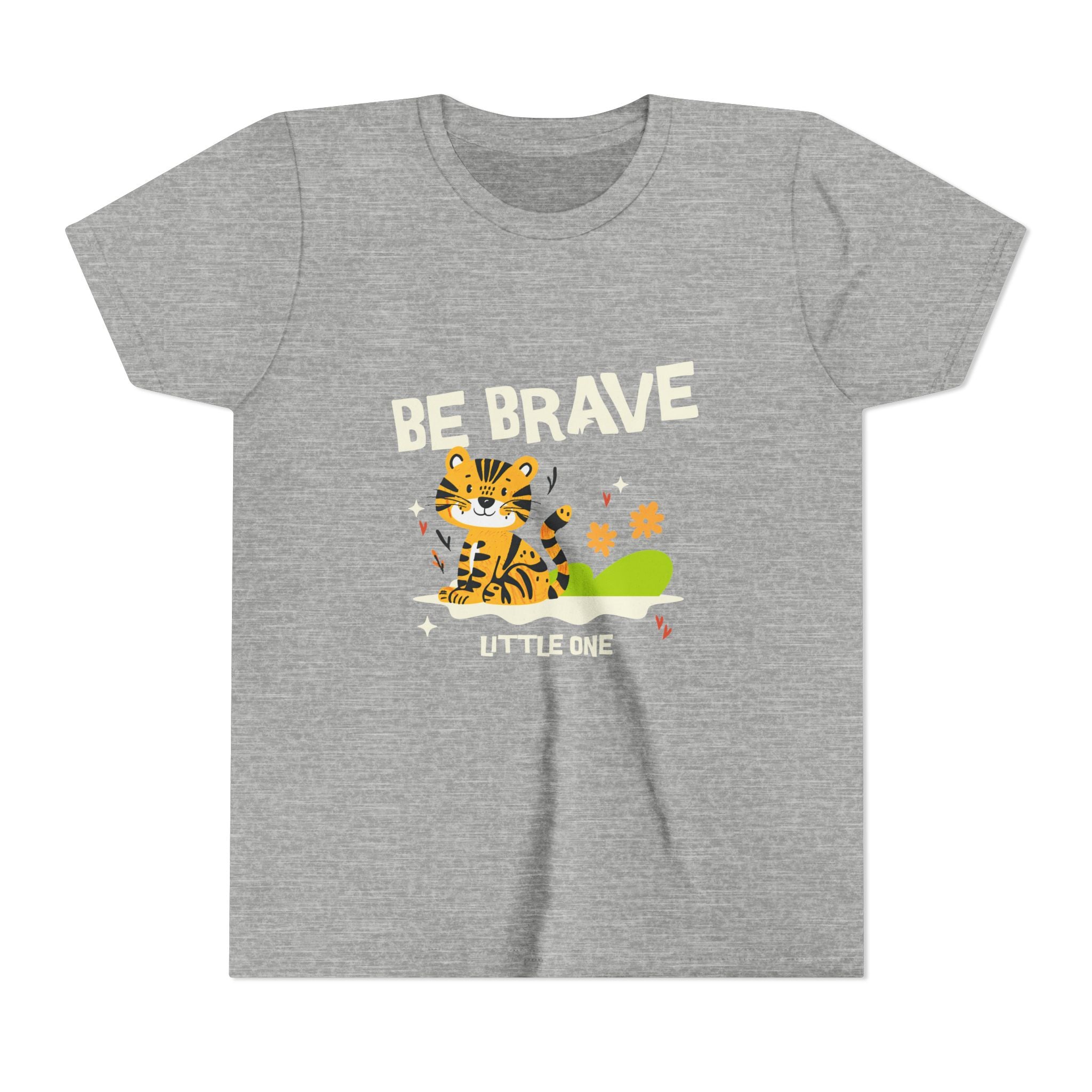 Be Brave Little One | Kids Motivational Graphic Tiger Floral Garden T-Shirt