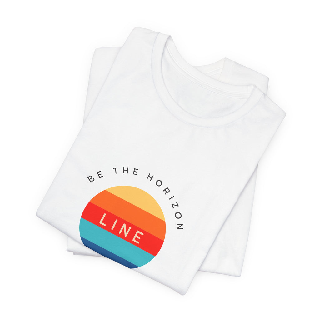 Be the horizon Line | Women's Motivational Graphic Circular Vintage Colour Sunrise T-Shirt