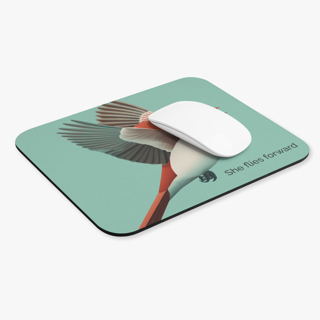 She Flies Forward Mousepad | Motivational Graphic Green Minimal