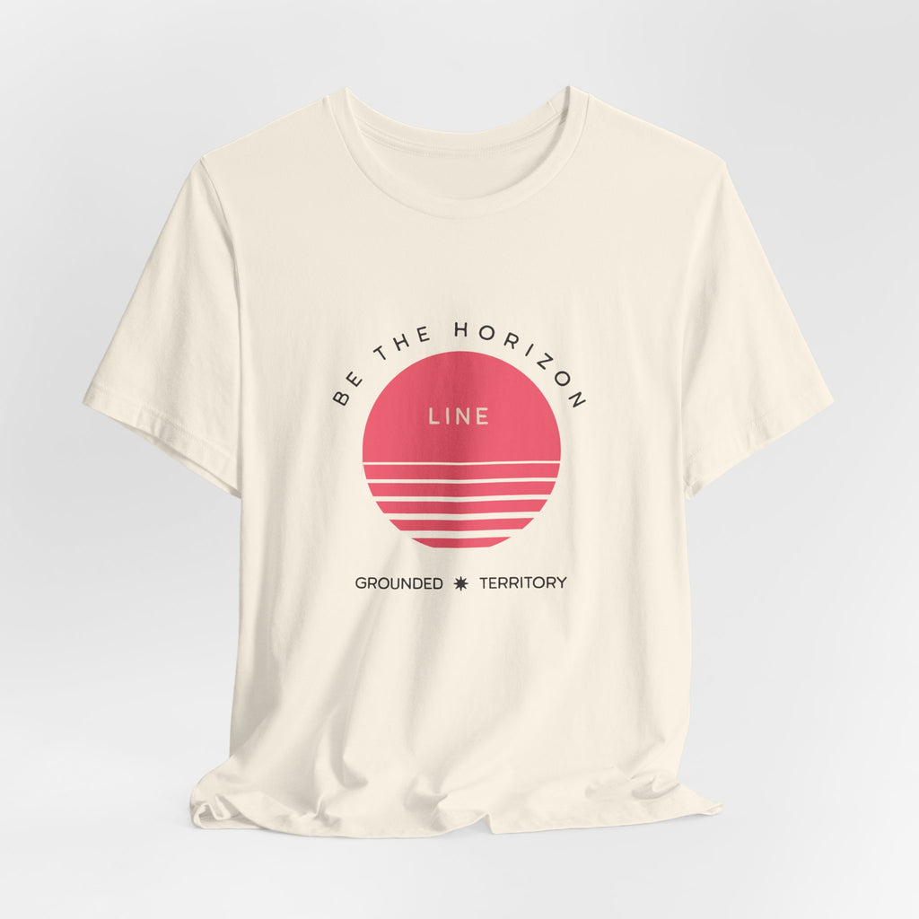 Be the horizon Line | Women's Motivational Graphic Circular Pastel Sunrise T-Shirt