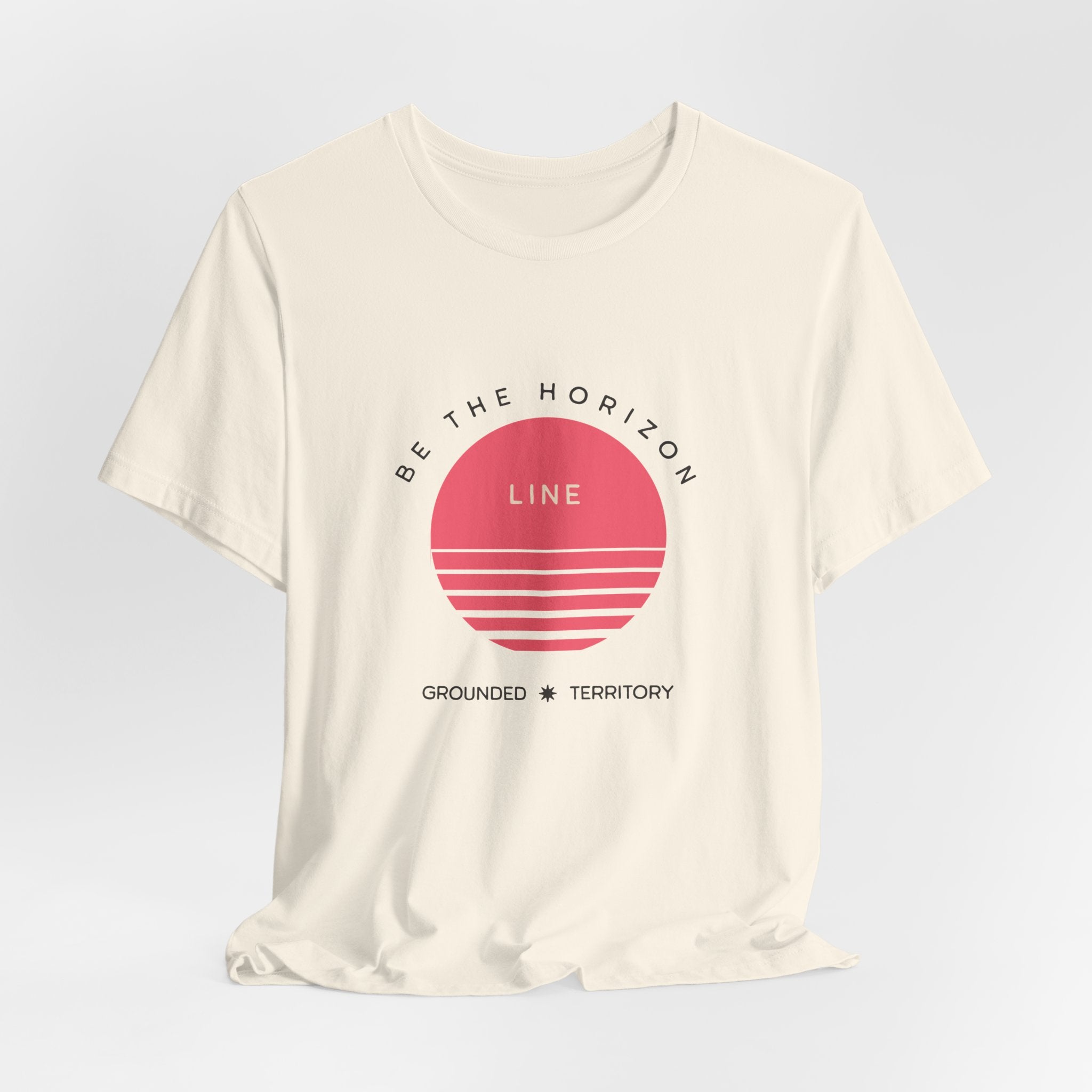Be the horizon Line | Women's Motivational Graphic Circular Pastel Sunrise T-Shirt