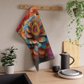 Zinnia Burst Kitchen Towel - 3D Embroidery-Style Botanical Kitchen Towel motivational design