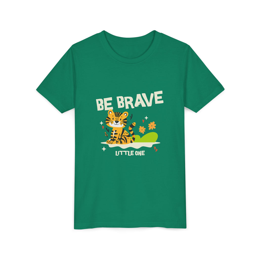 Be Brave Little One | Kids Motivational Graphic Tiger Floral Garden T-Shirt