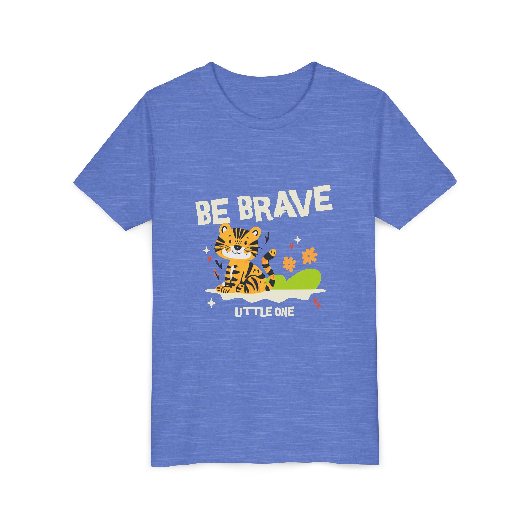 Be Brave Little One | Kids Motivational Graphic Tiger Floral Garden T-Shirt