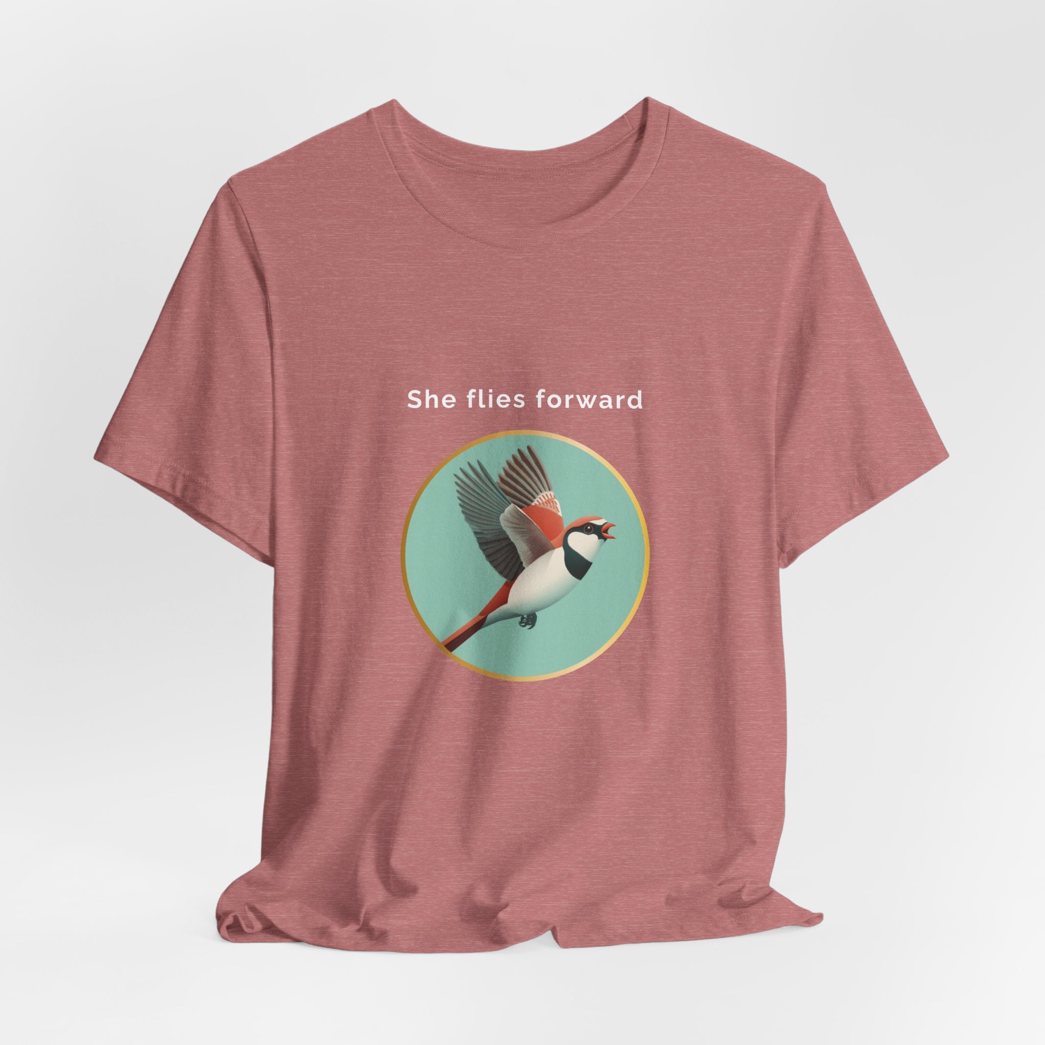 She Flies Forward | Women's Motivational Graphic Green Minimal T-Shirt