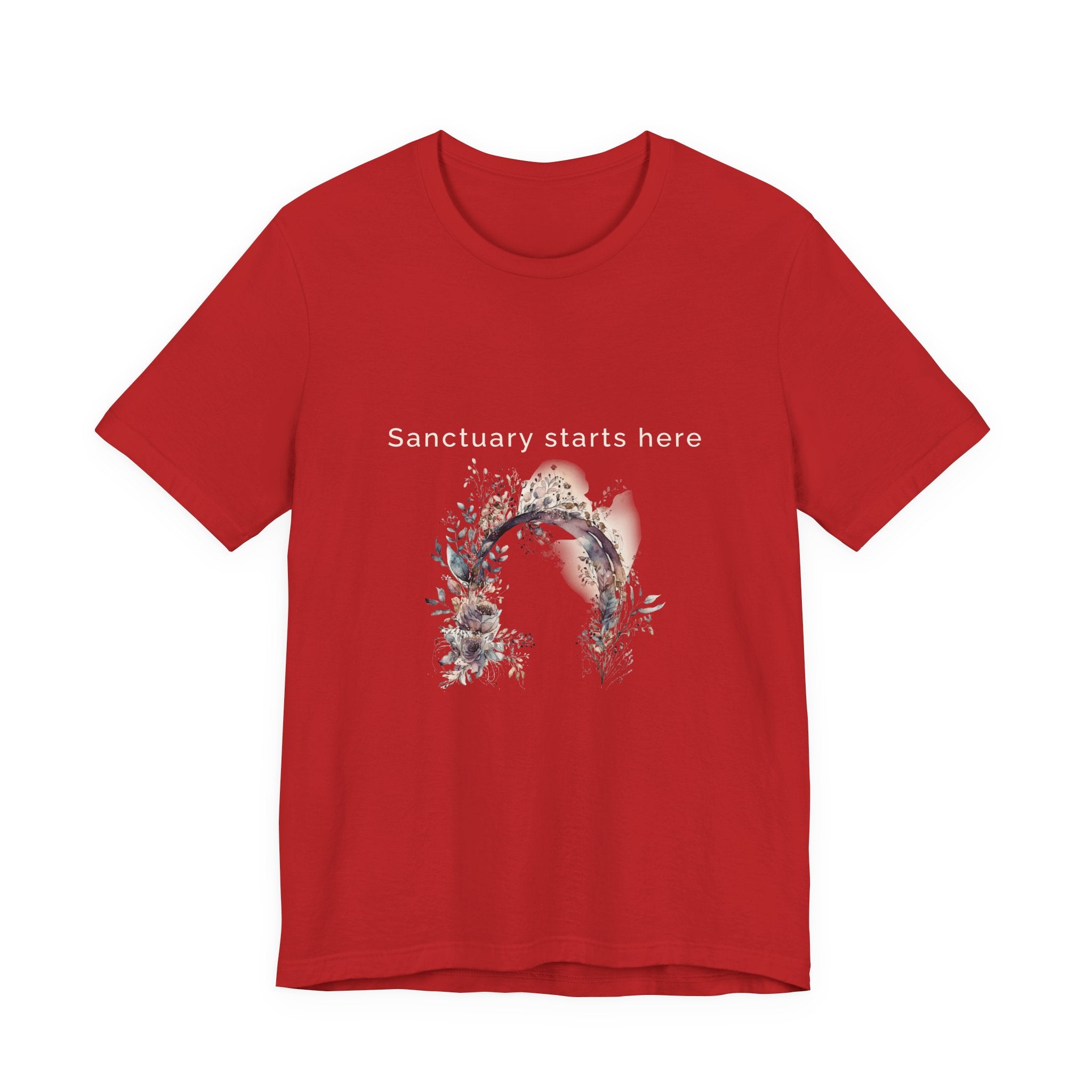 Sanctuary starts here | Women's Motivational Graphic Botanical Arche T-Shirt