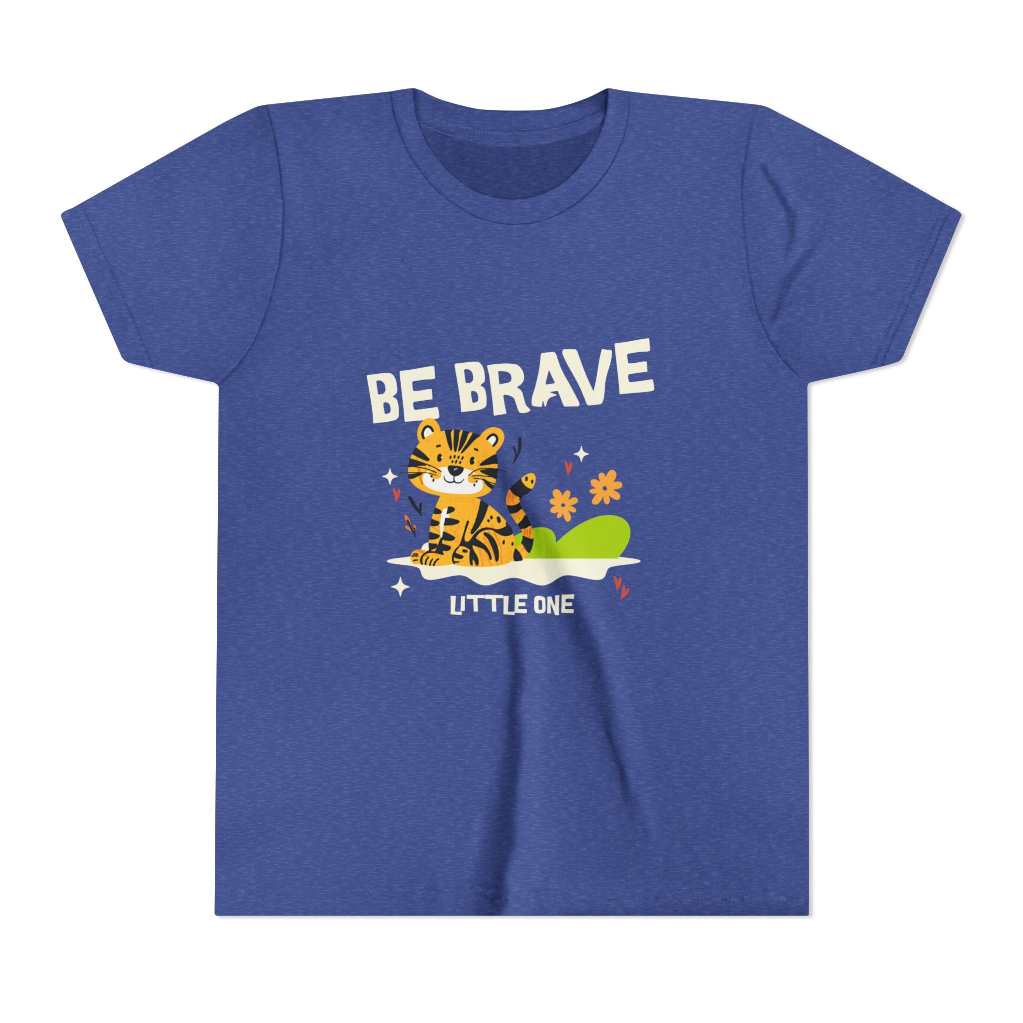 Be Brave Little One | Kids Motivational Graphic Tiger Floral Garden T-Shirt