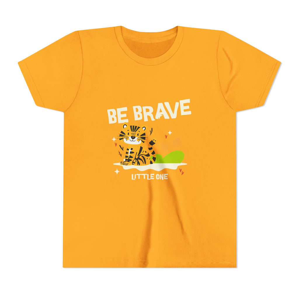 Be Brave Little One | Kids Motivational Graphic Tiger Floral Garden T-Shirt