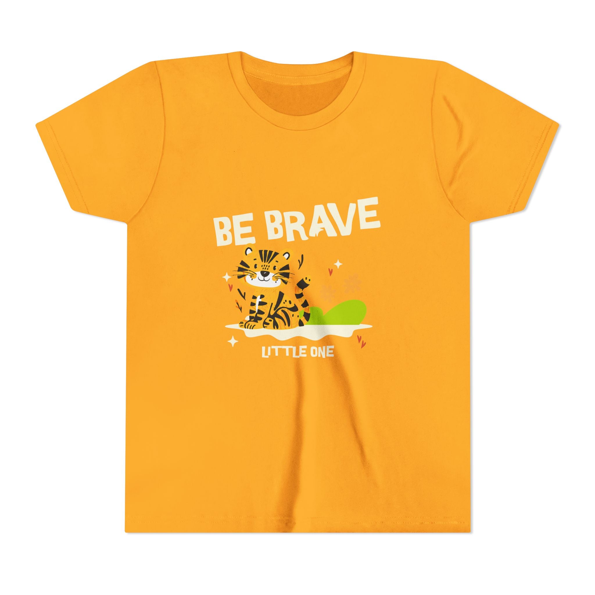 Be Brave Little One | Kids Motivational Graphic Tiger Floral Garden T-Shirt