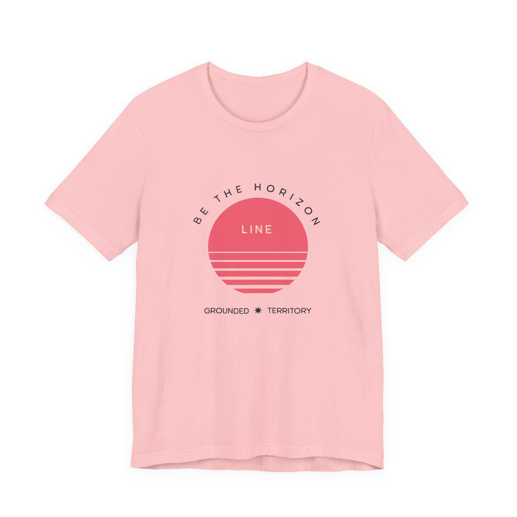 Be the horizon Line | Women's Motivational Graphic Circular Pastel Sunrise T-Shirt