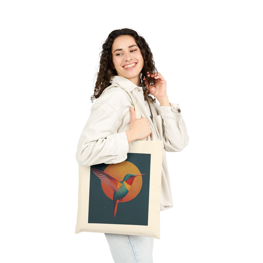 She Flies Forward Cotton Tote Bag | Motivational Graphic Solar Flight
