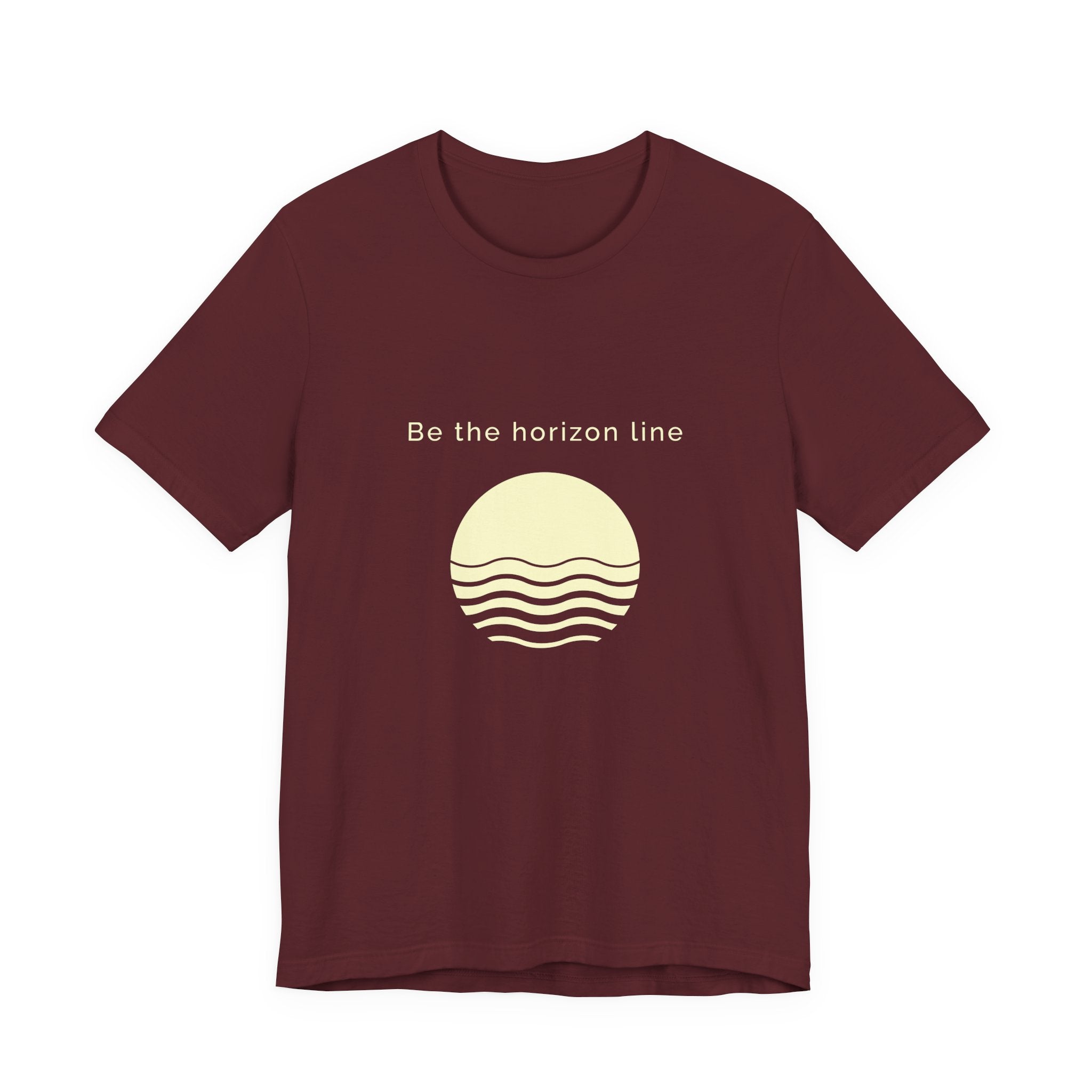 Be the horizon Line | Women's Motivational Graphic Circular Yellow Wave Sunrise T-Shirt