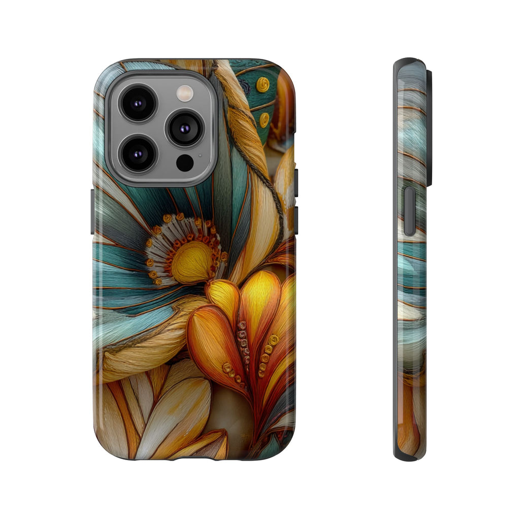 Sculpted Bloom Phone Case | 3D Embroidery style Botanical