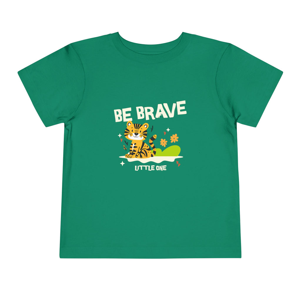 Be Brave Little One | Toddler Motivational Graphic Tiger Floral Garden T-Shirt
