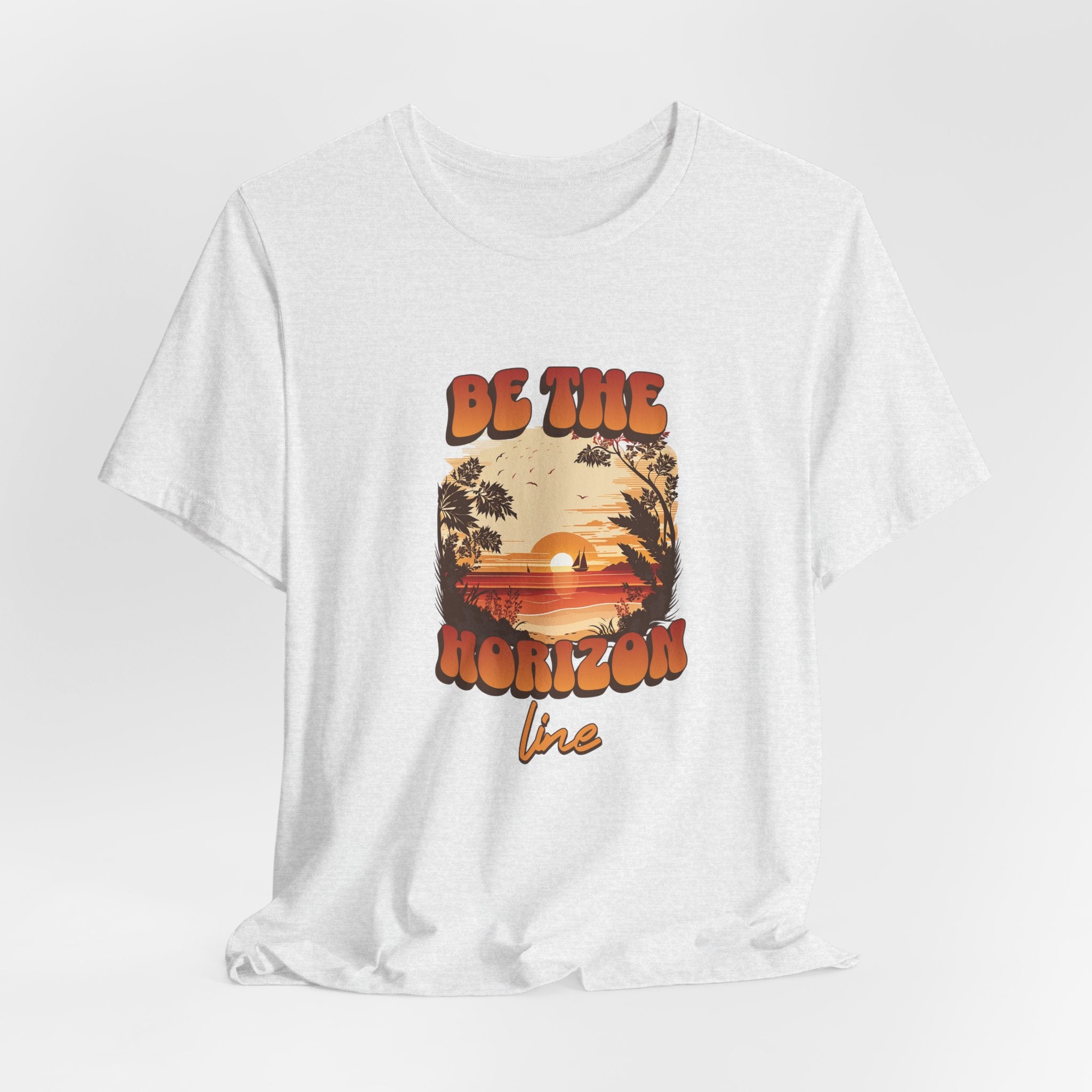 Be the horizon Line | Women's Motivational Graphic Retro Beach Sunrise T-Shirt