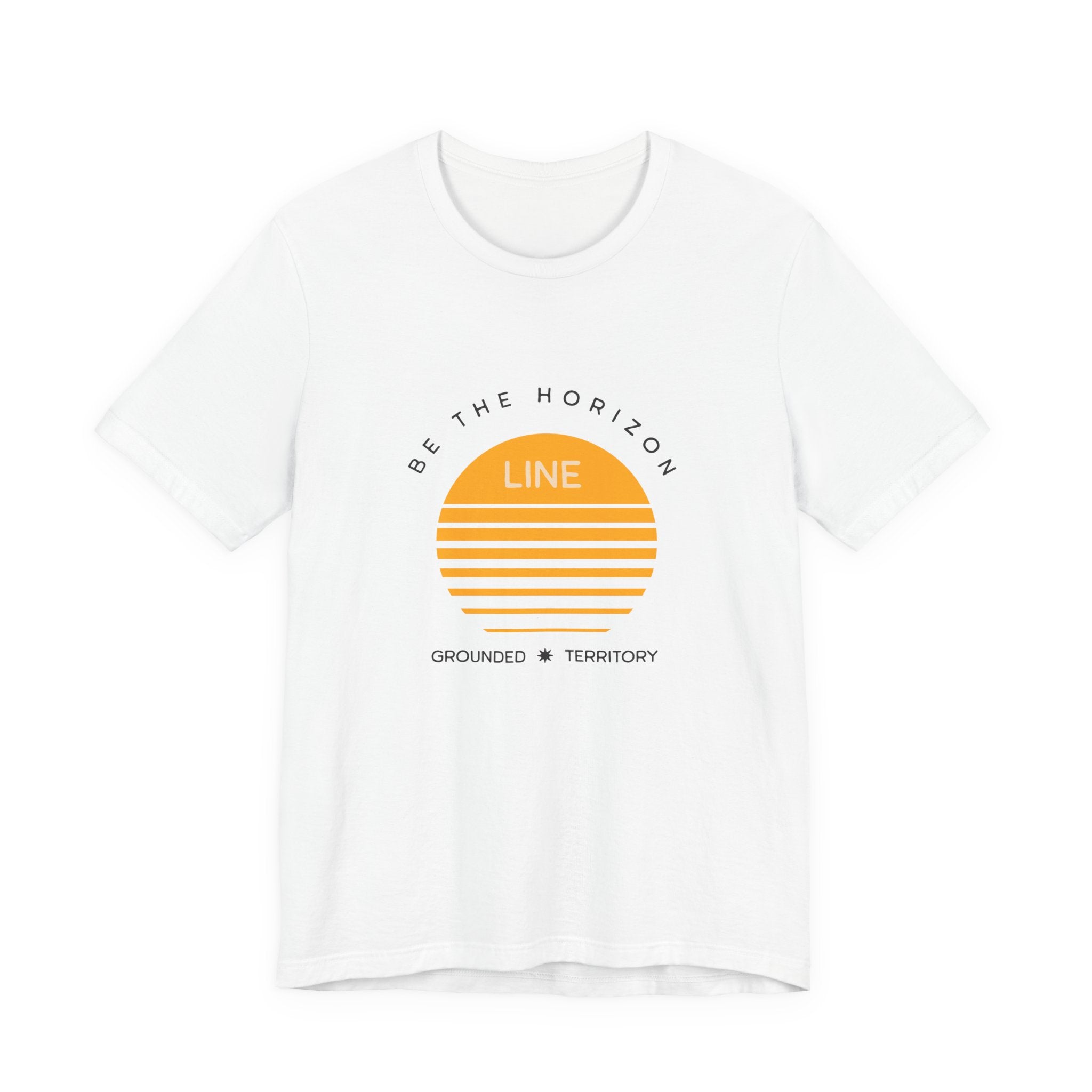 Be the horizon Line | Women's Motivational Graphic Circular Amber Wave Sunrise T-Shirt