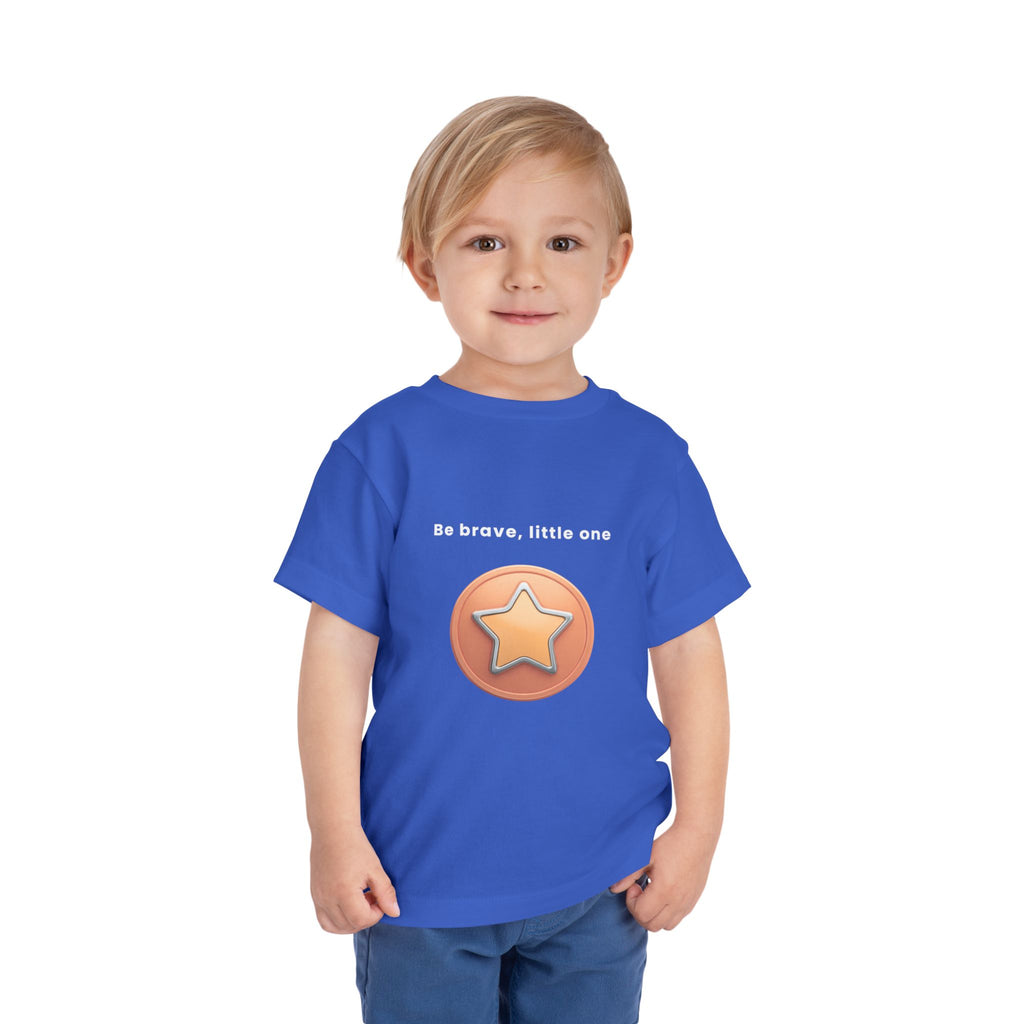 Be Brave Little One | Toddler Motivational Graphic Bronze Star Badge T-Shirt