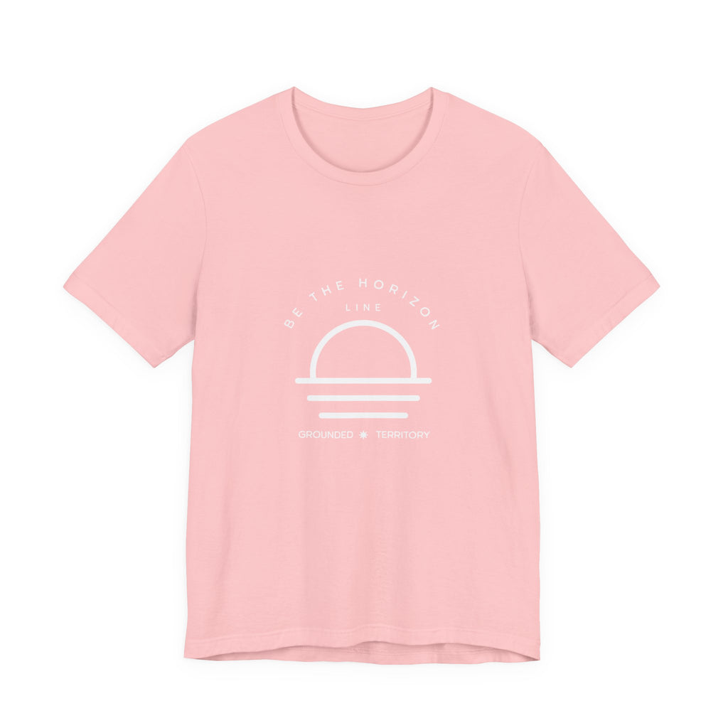 Be the horizon Line | Women's Motivational Graphic Minimalistic White Ocean Sunrise T-Shirt