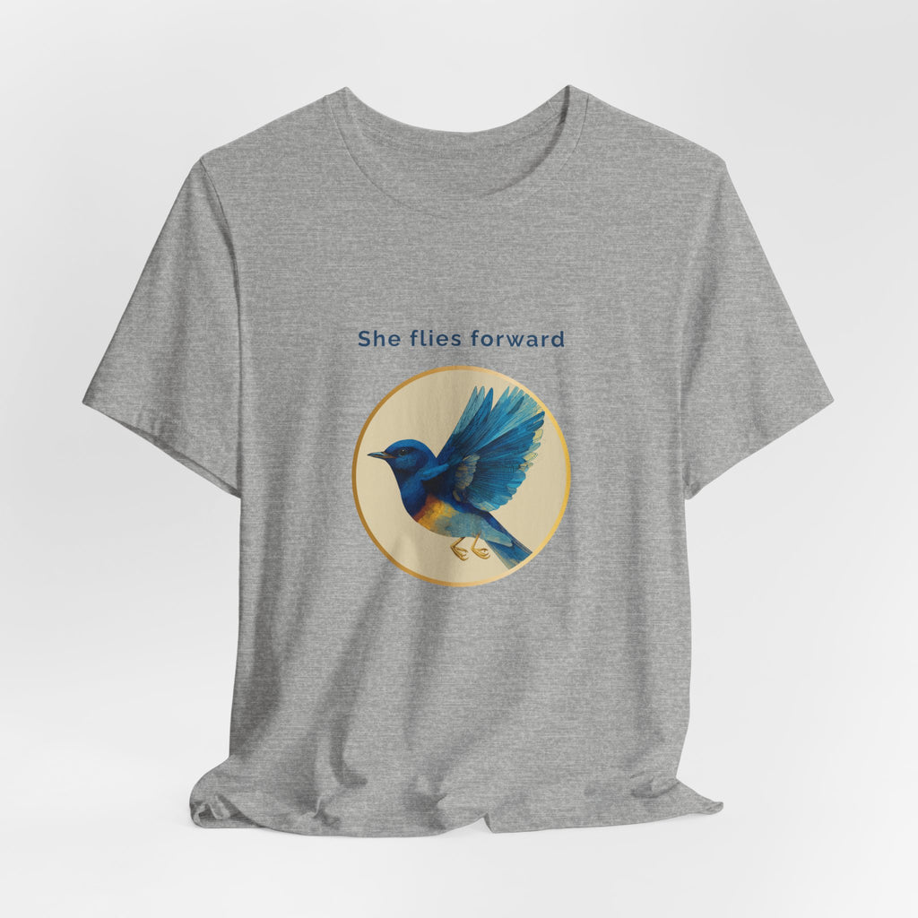 She Flies Forward | Women's Motivational Graphic Deep Horizon T-Shirt