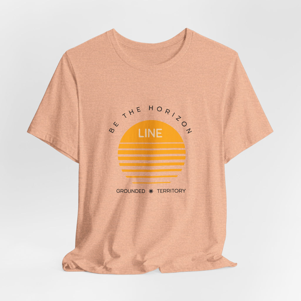Be the horizon Line | Women's Motivational Graphic Circular Amber Wave Sunrise T-Shirt