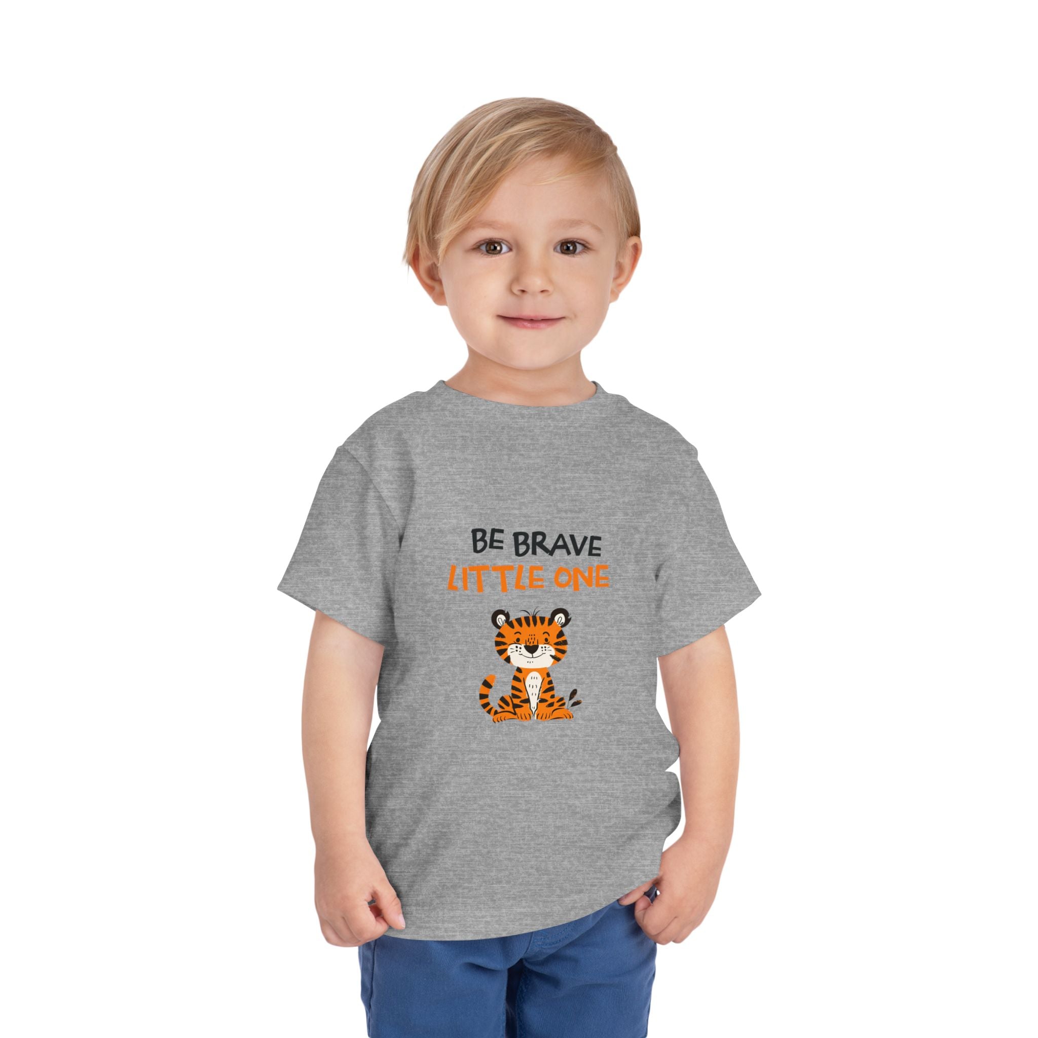 Be Brave Little One | Toddler Motivational Graphic Cute Tiger T-Shirt
