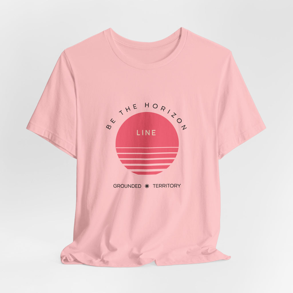 Be the horizon Line | Women's Motivational Graphic Circular Pastel Sunrise T-Shirt