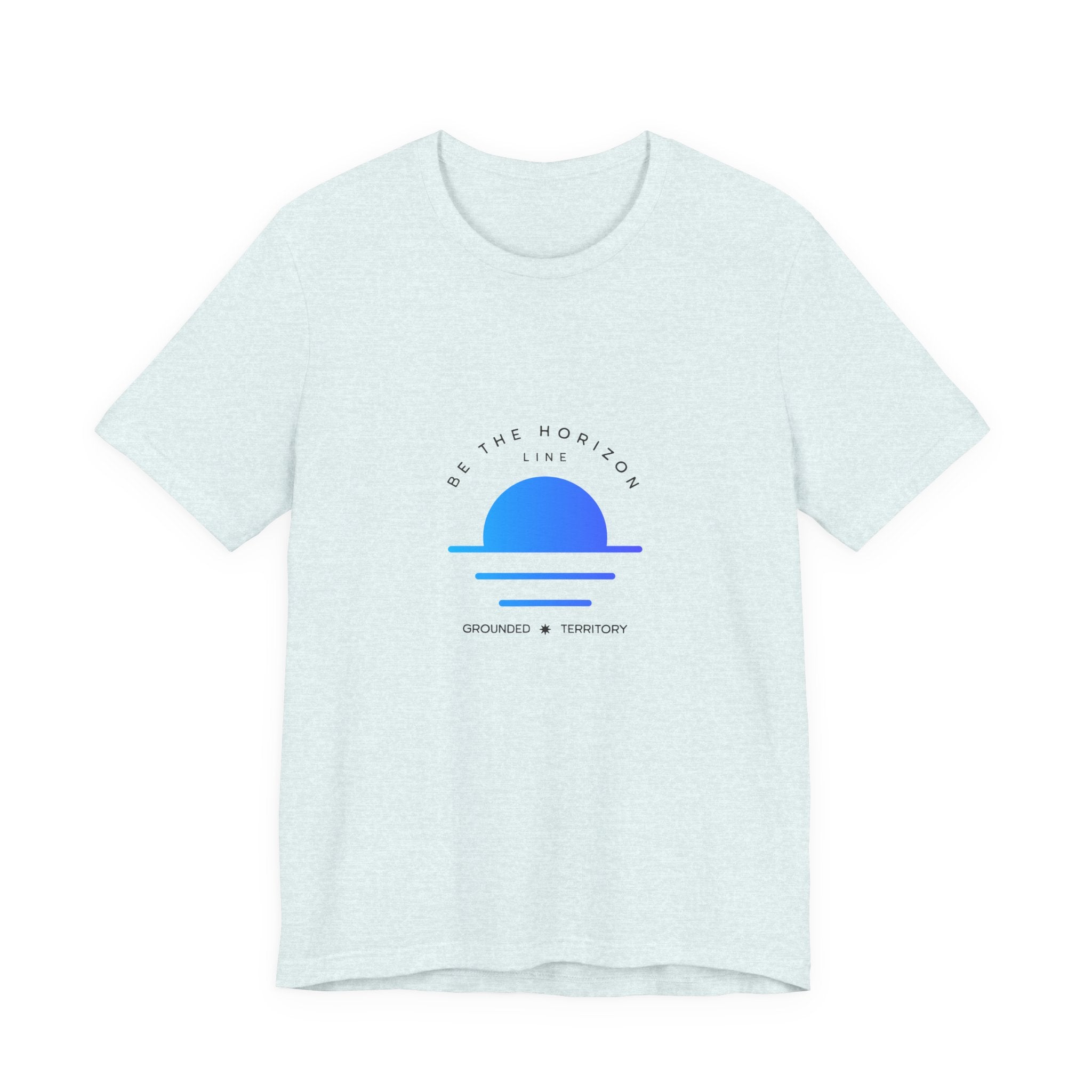 Be the horizon Line | Women's Motivational Graphic Minimalistic Blue Ocean Sunrise T-Shirt