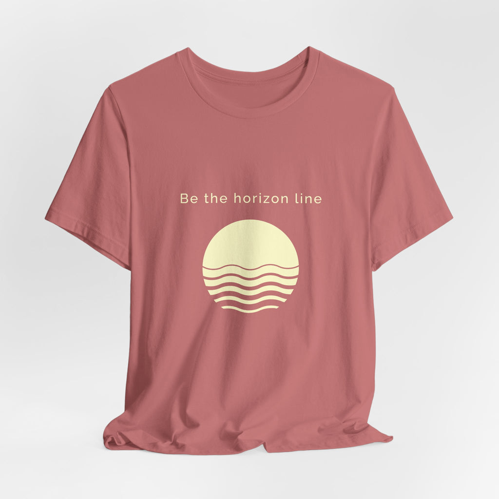 Be the horizon Line | Women's Motivational Graphic Circular Yellow Wave Sunrise T-Shirt