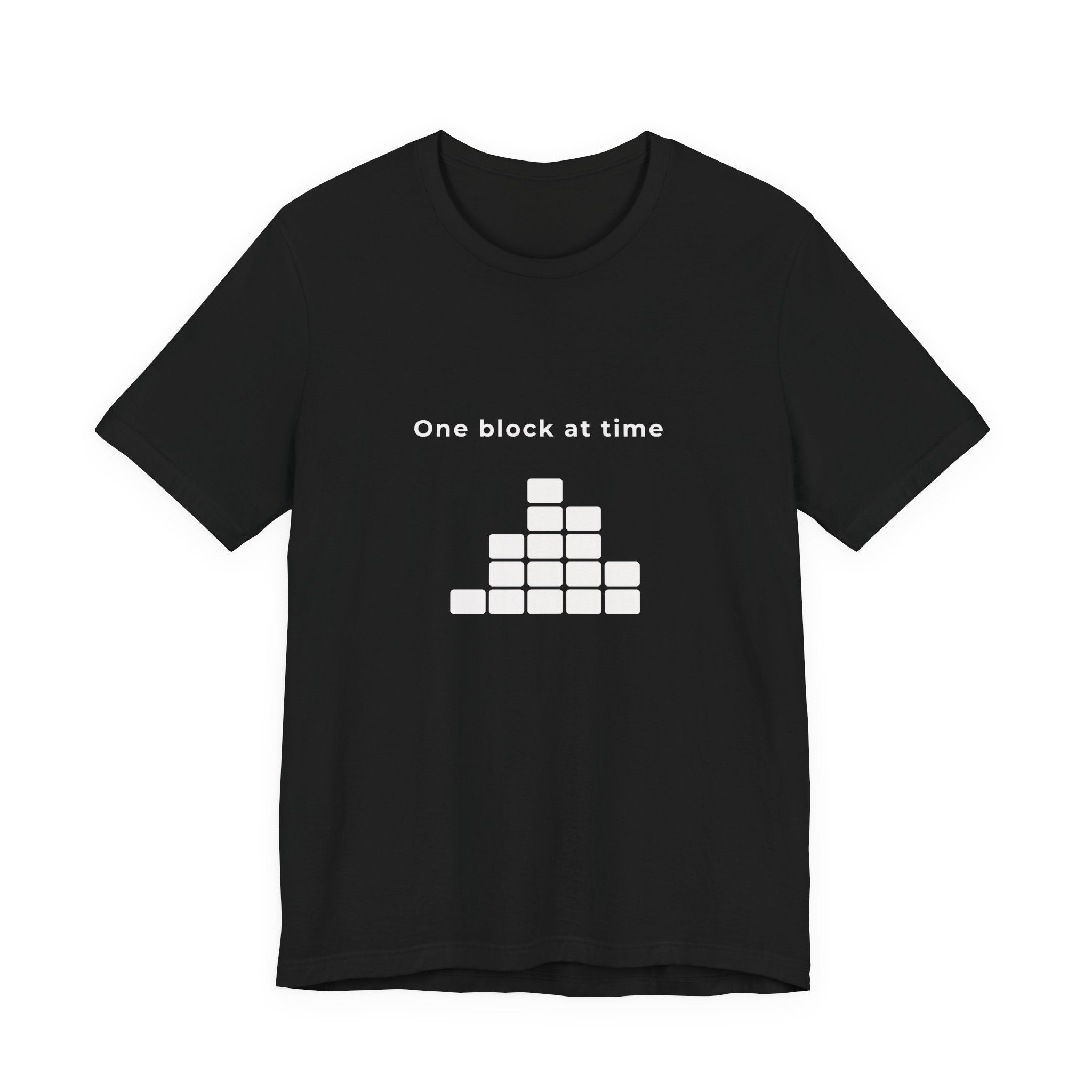 One Block at a Time | Men's Motivational Graphic Grid Progress T-Shirt
