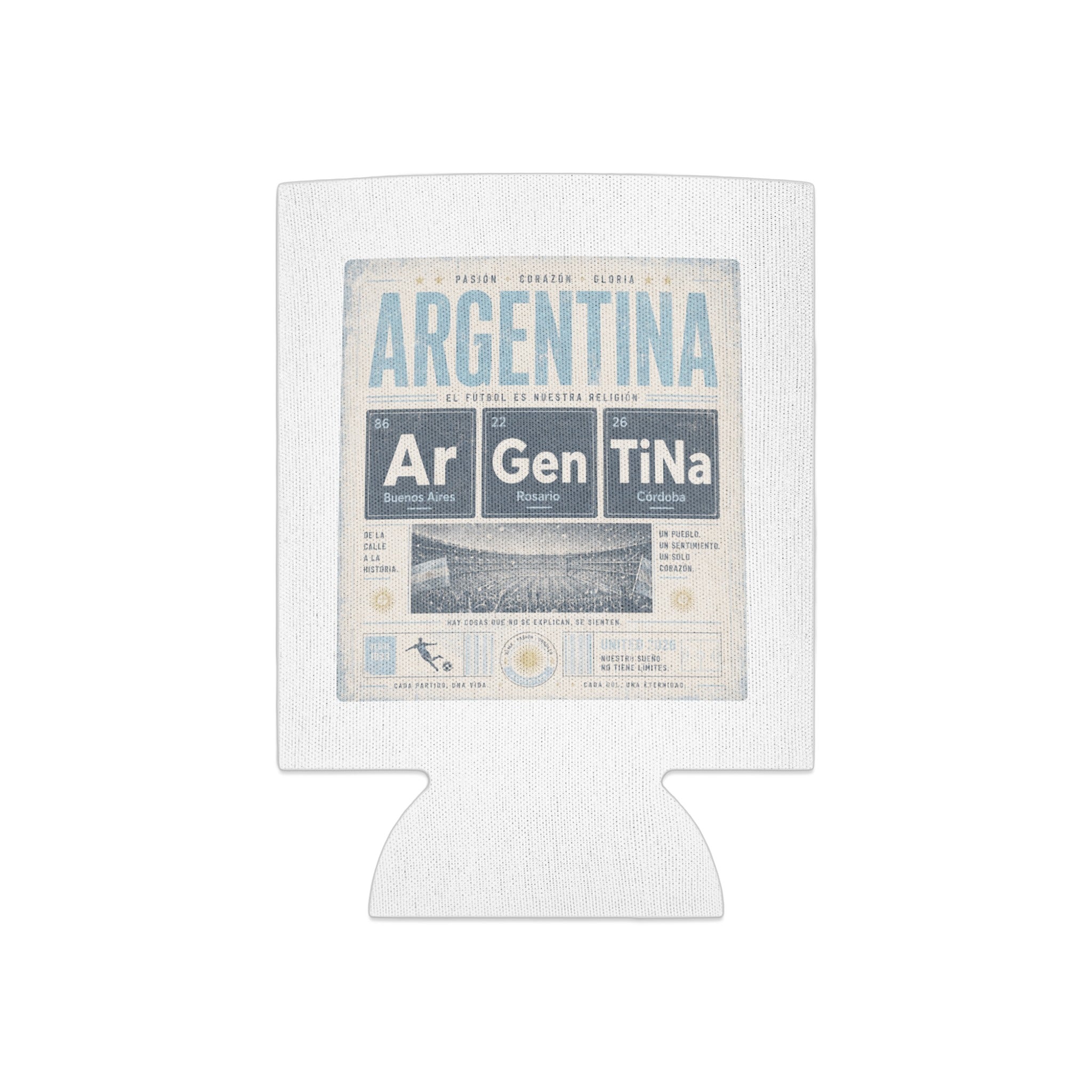 Argentina soccer fan item with team crest and city names.