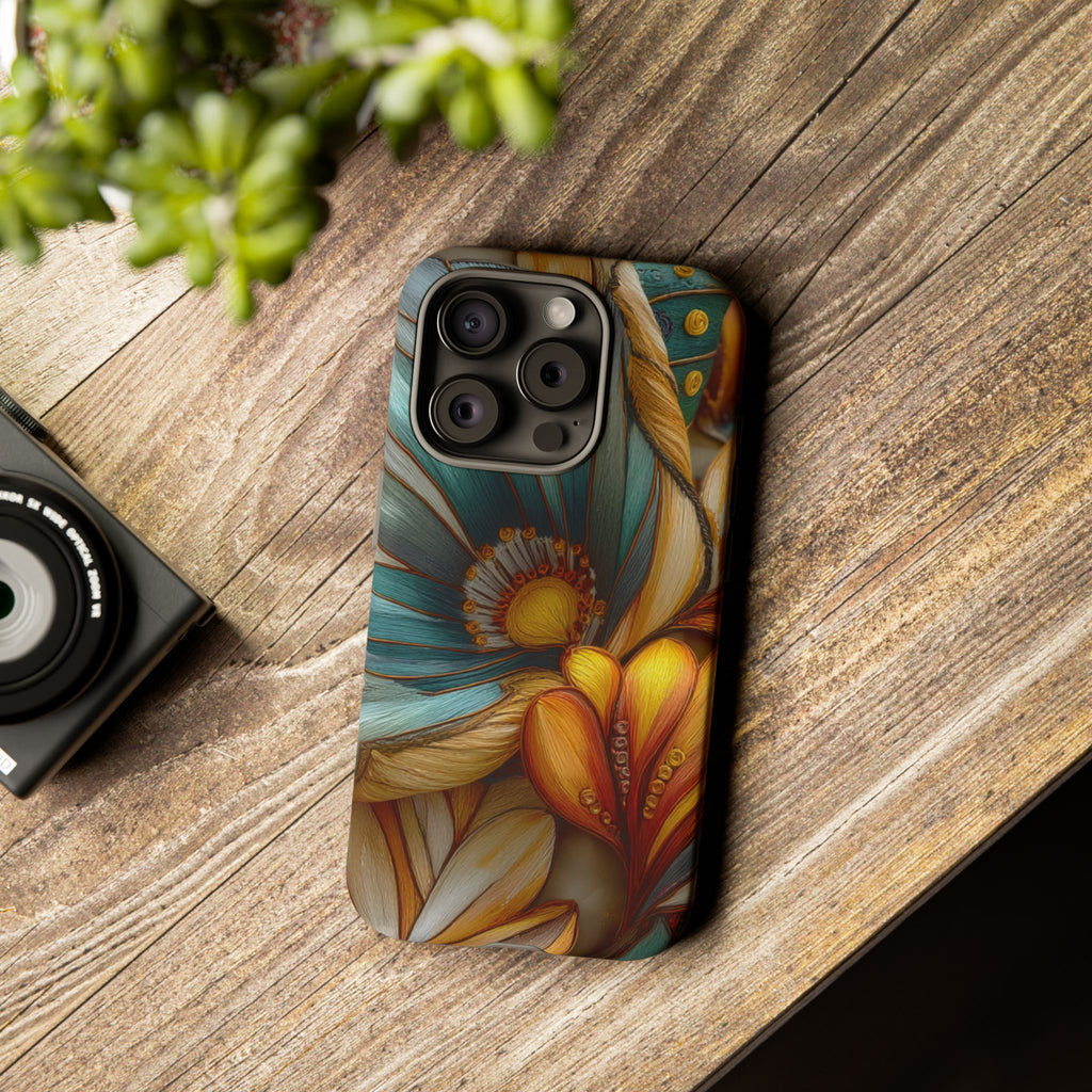 Sculpted Bloom Phone Case | 3D Embroidery style Botanical