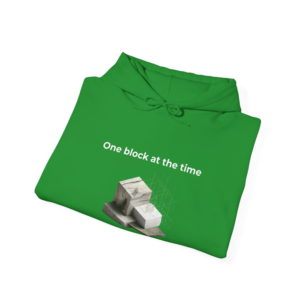 One Block at a Time | Men's Motivational Graphic Builder Hoodie