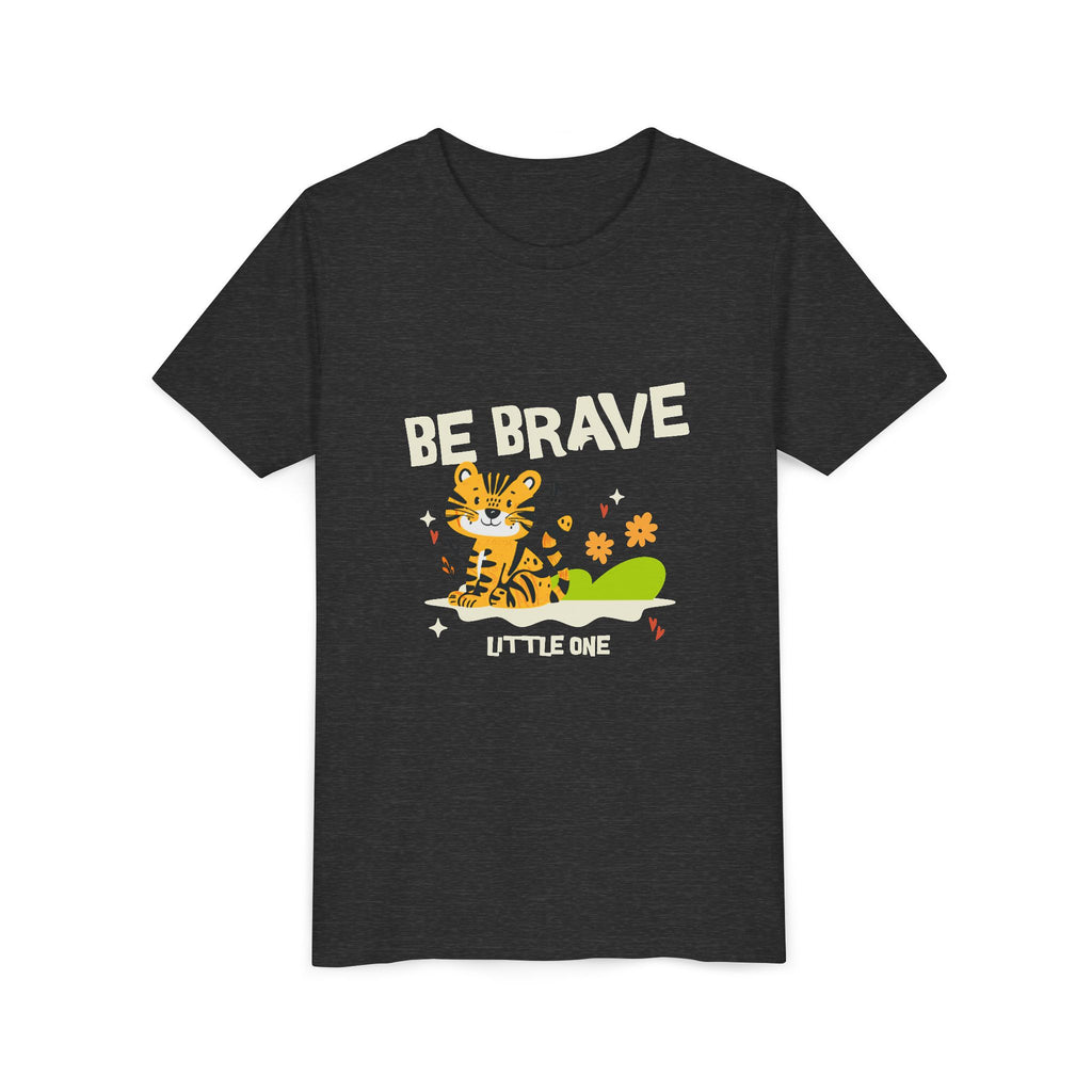 Be Brave Little One | Kids Motivational Graphic Tiger Floral Garden T-Shirt