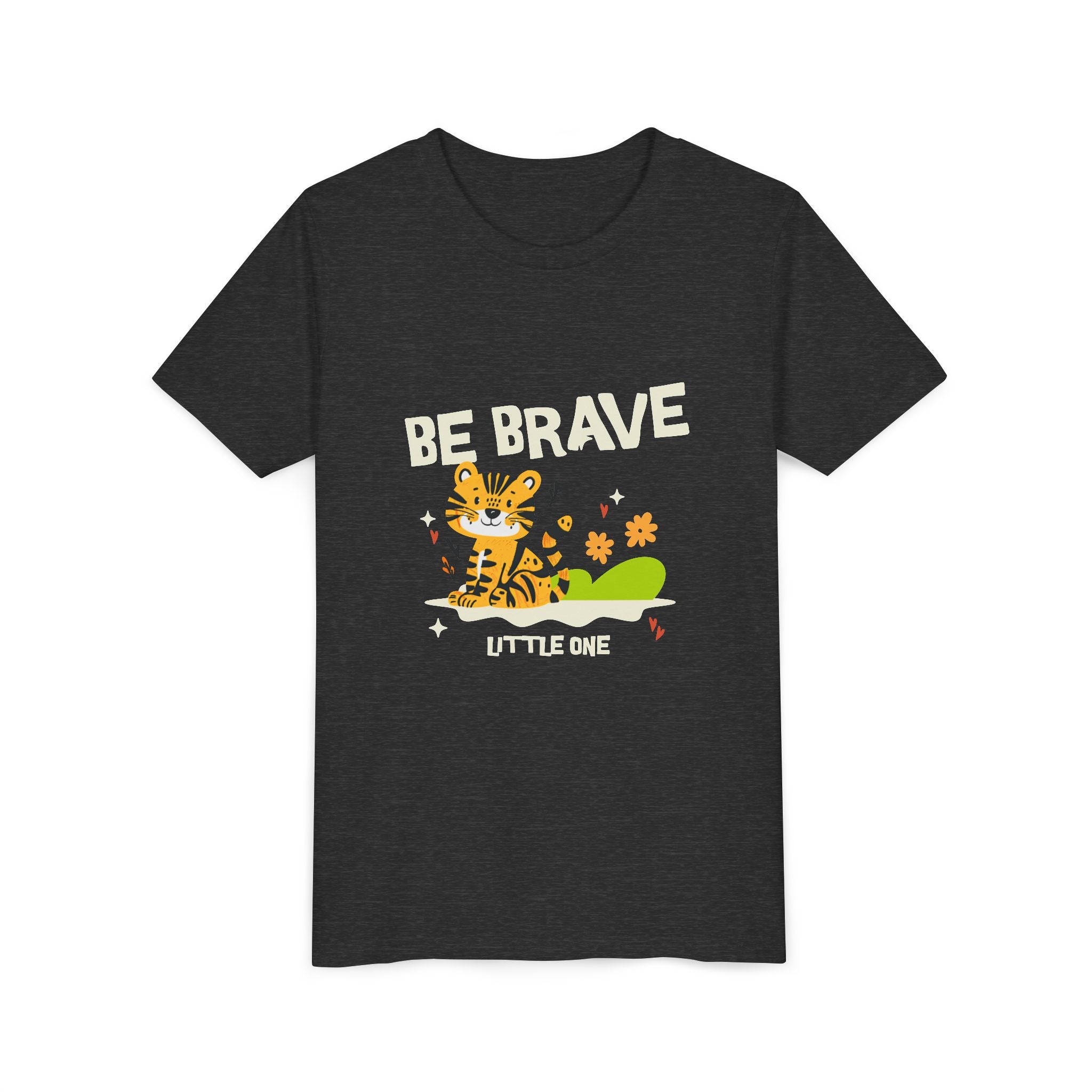 Be Brave Little One | Kids Motivational Graphic Tiger Floral Garden T-Shirt