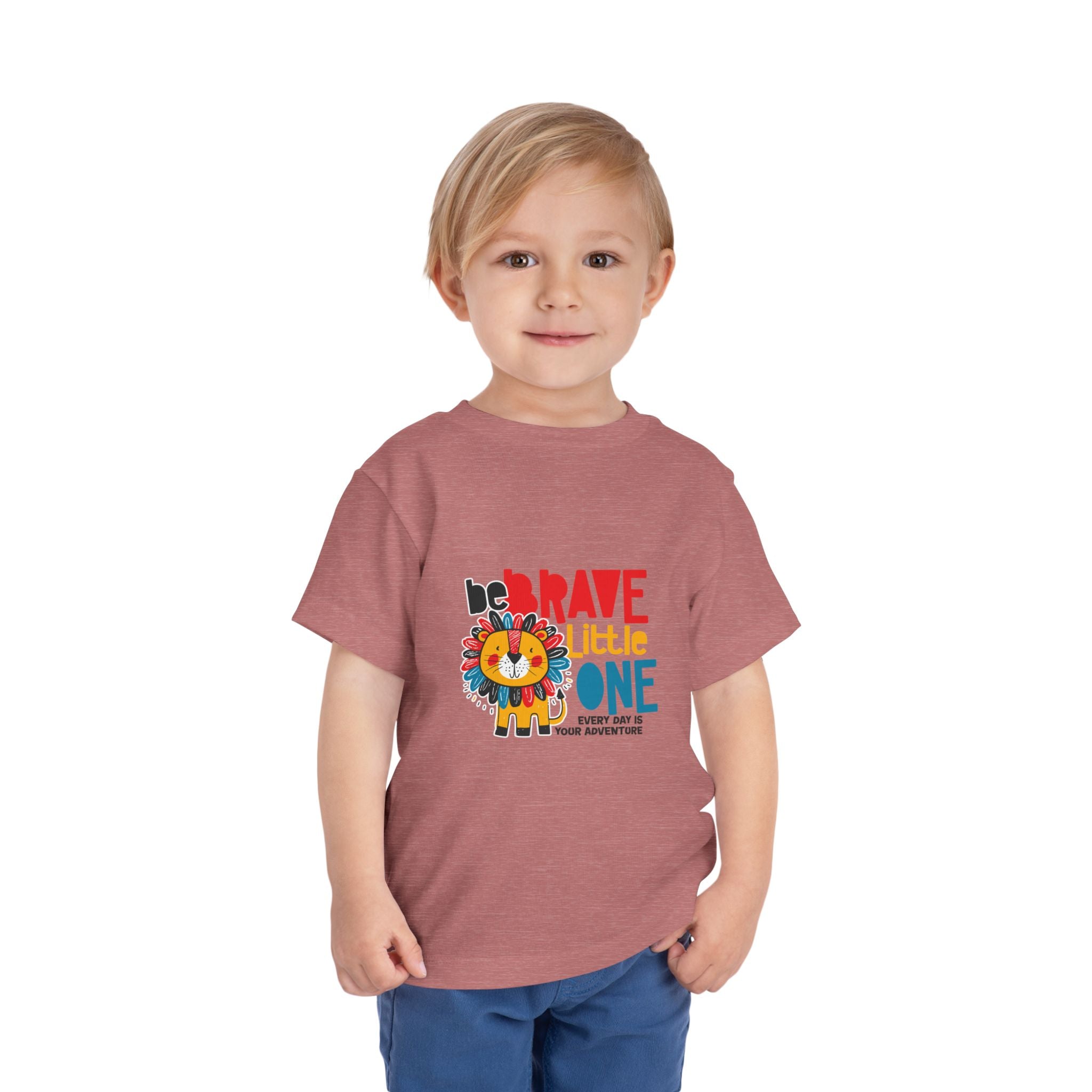 Be Brave Little One | Toddler Motivational Graphic Cute Colourful Lion T-Shirt