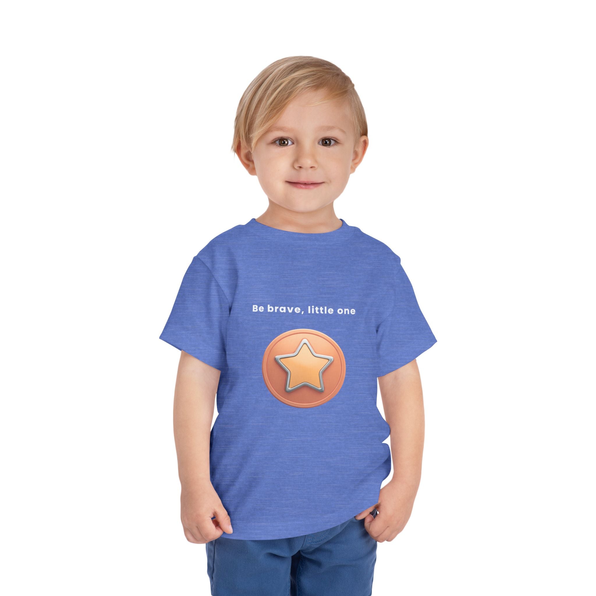 Be Brave Little One | Toddler Motivational Graphic Bronze Star Badge T-Shirt