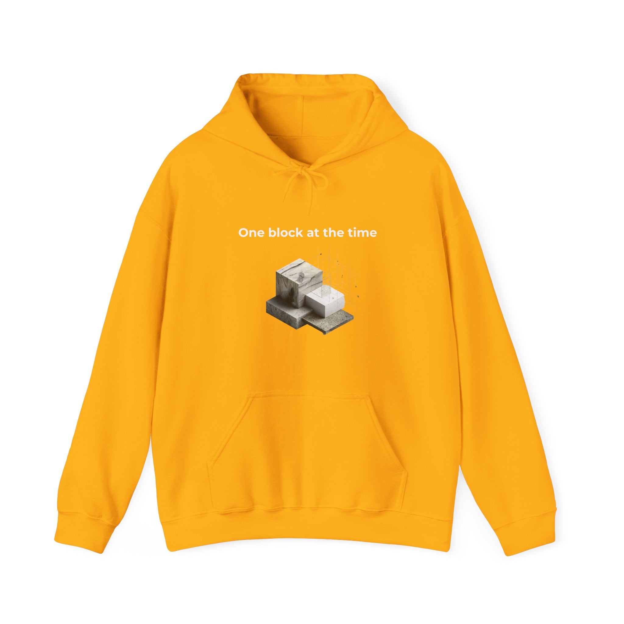 One Block at a Time | Men's Motivational Graphic Builder Hoodie