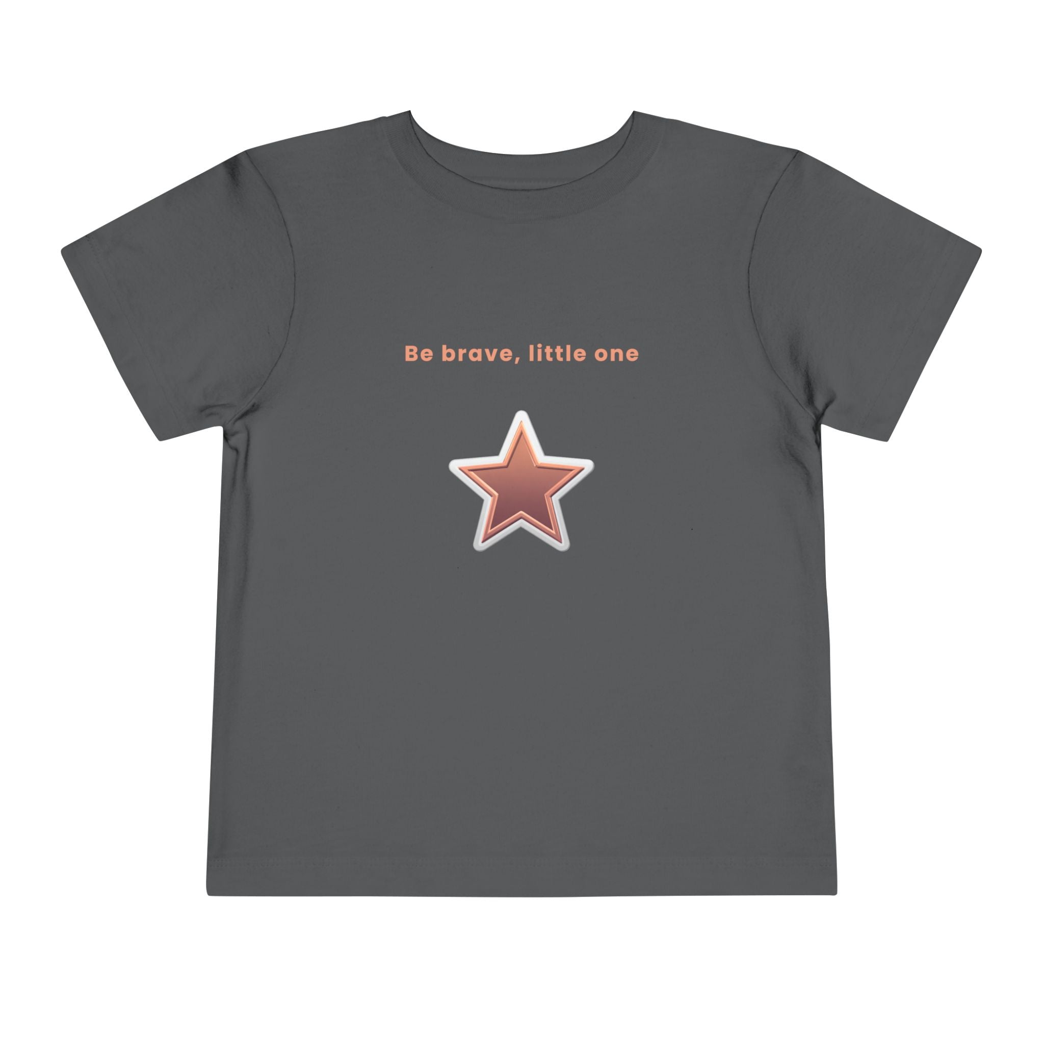 Be Brave Little One | Toddler Motivational Graphic White and Bronze Star Badge T-Shirt