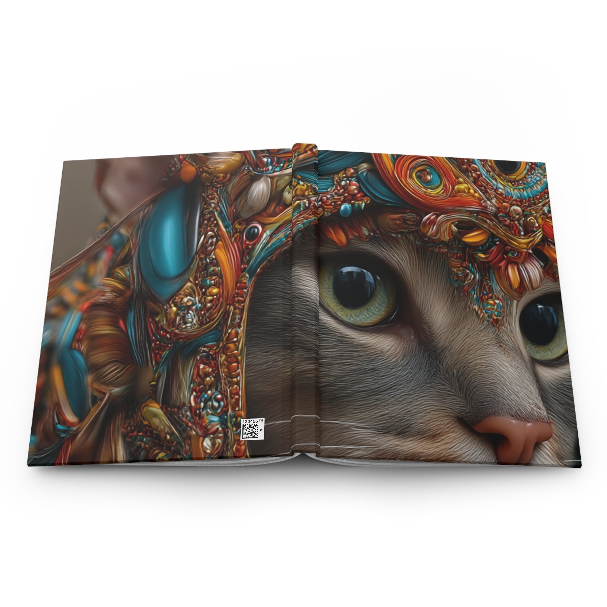 Ornate Cat Hardcover Journal | 3D Jewel Crowned Cat