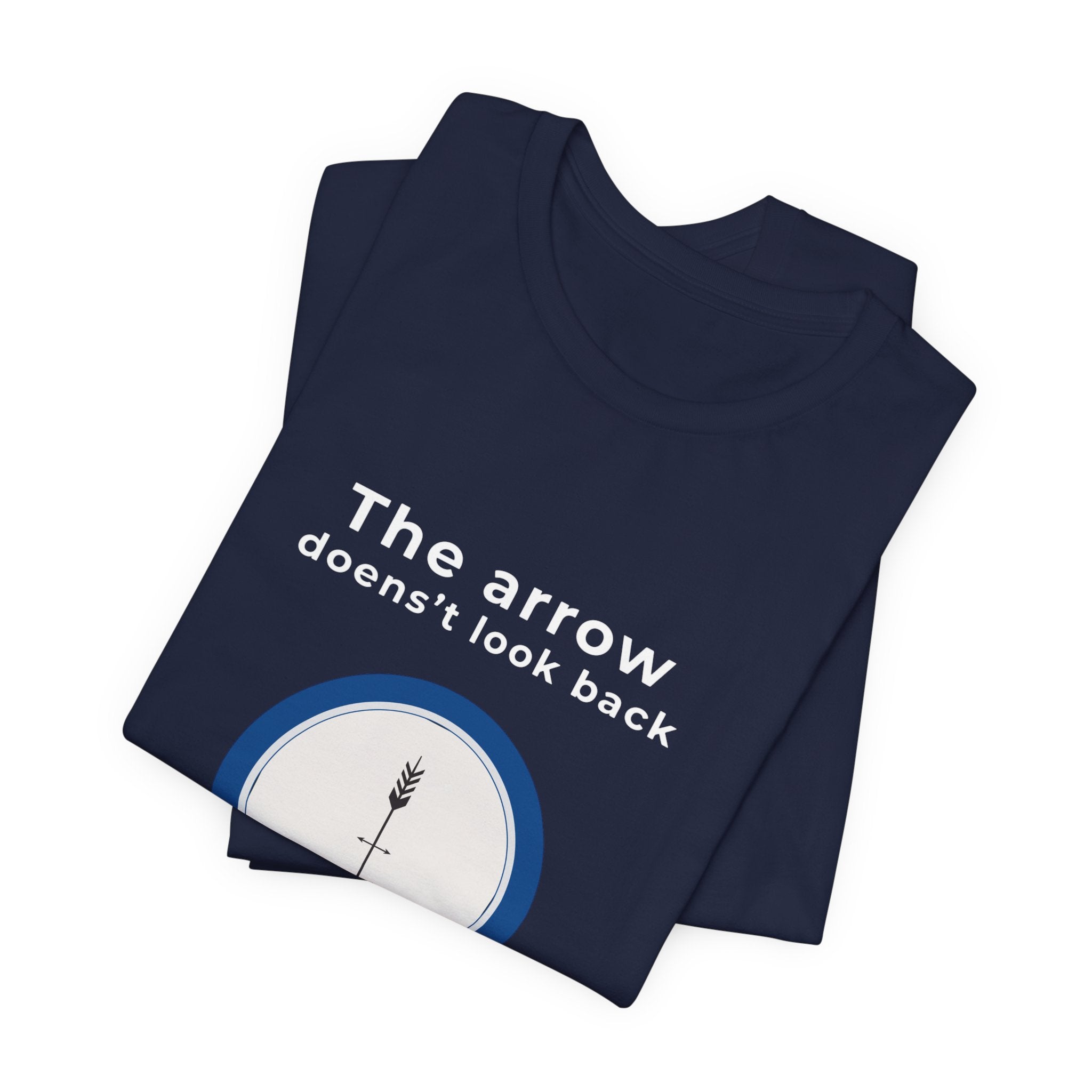 The Arrow Doesn't Look Back | Men's Motivational Graphic Compass Arrow T-Shirt