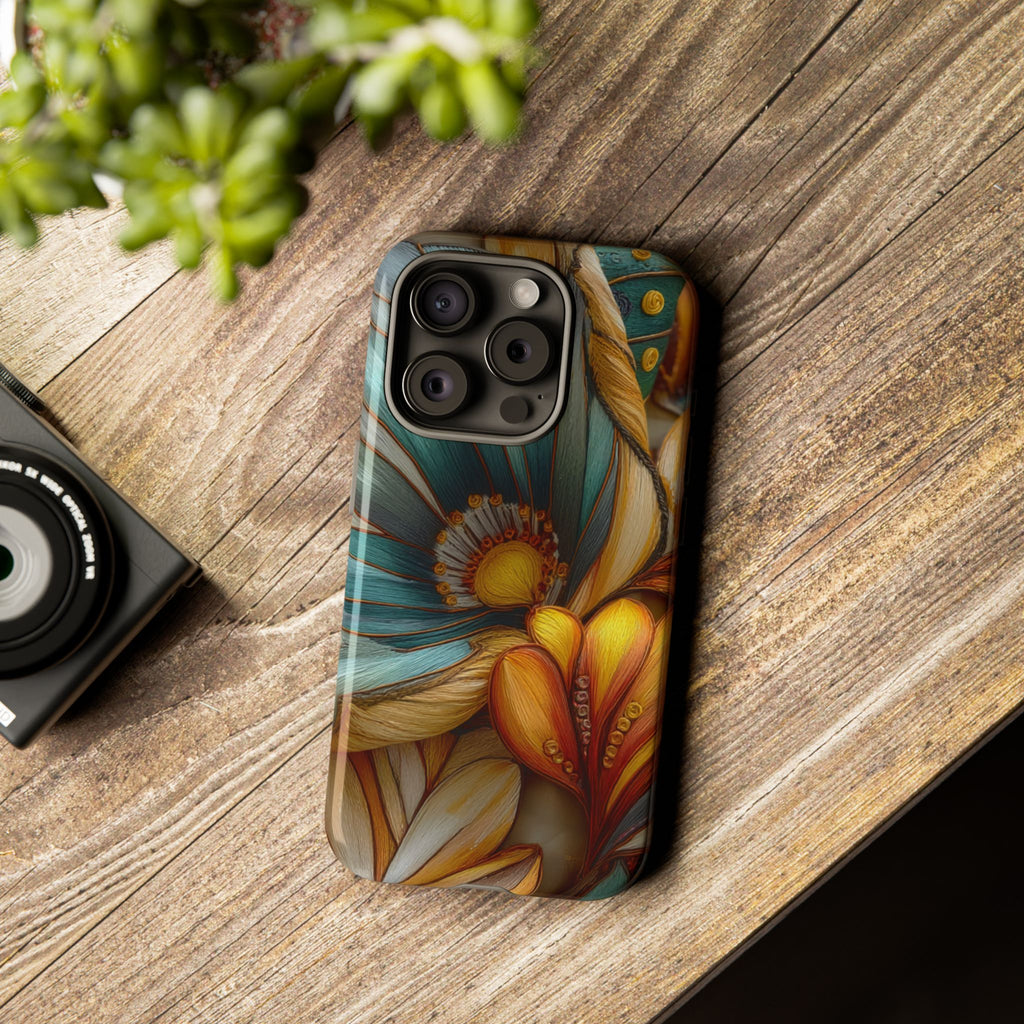 Sculpted Bloom Phone Case | 3D Embroidery style Botanical