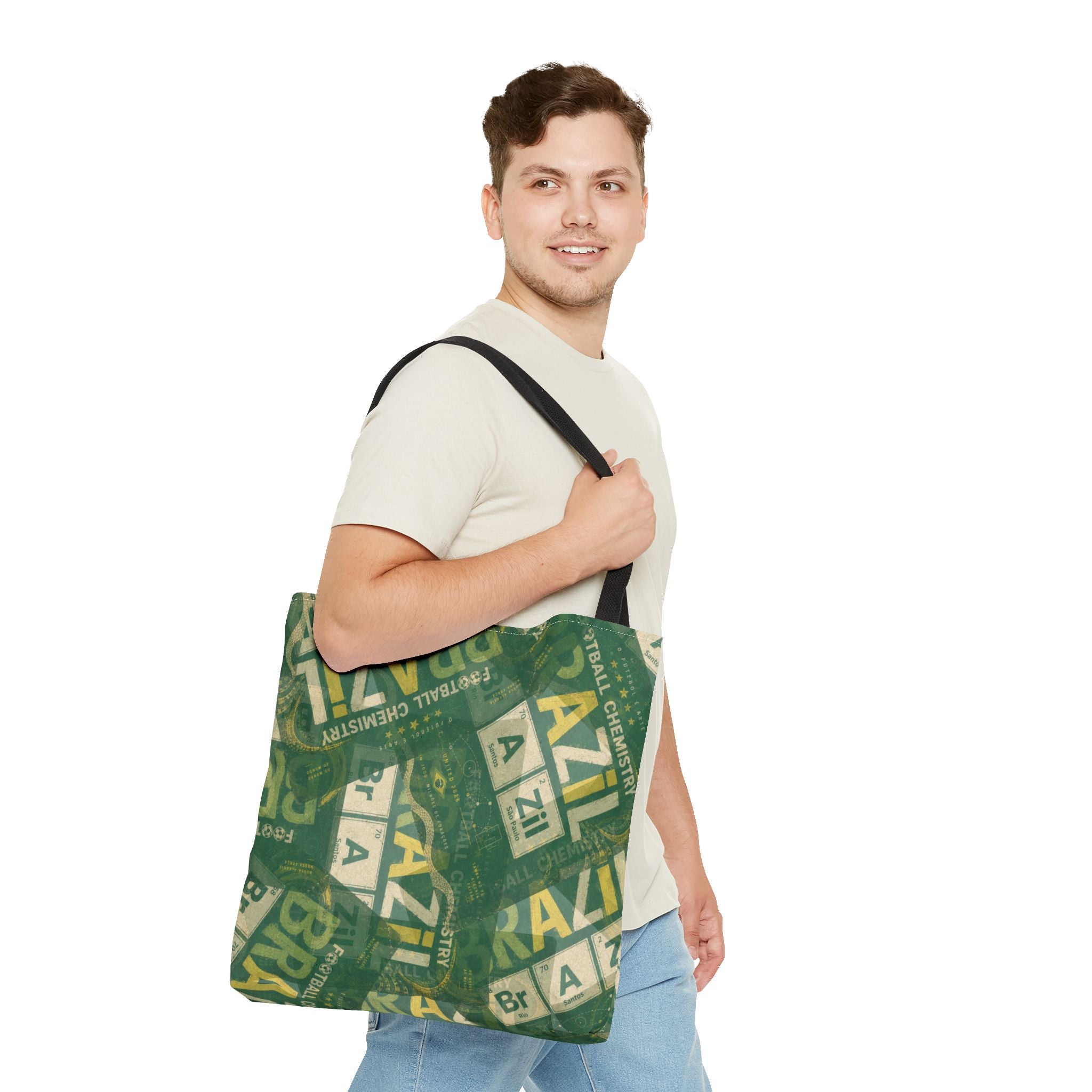 Brazil Football Tote Bag | Green, gold, and chemistry.