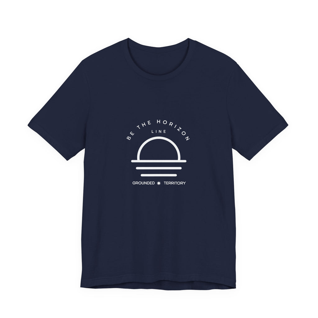 Be the horizon Line | Women's Motivational Graphic Minimalistic White Ocean Sunrise T-Shirt