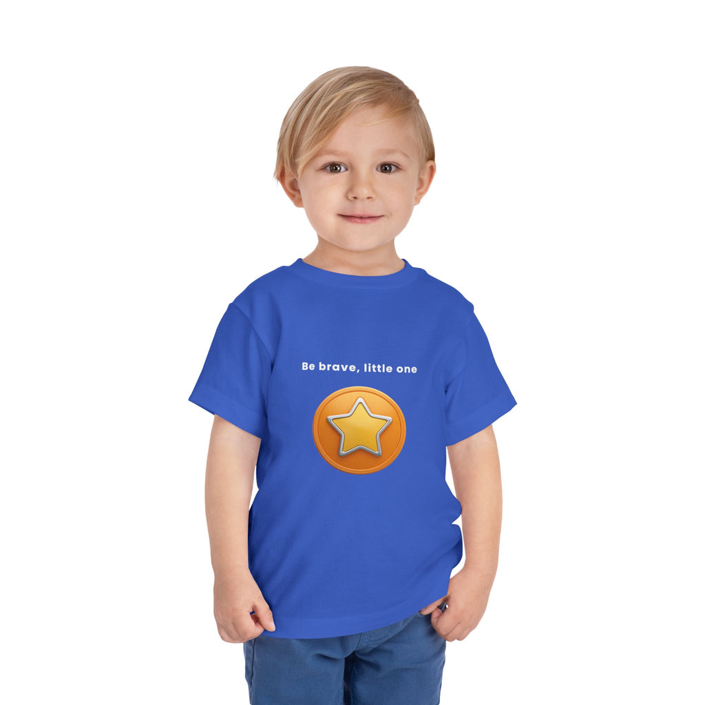 Be Brave Little One | Toddler Motivational Graphic Golden Star Badge T-Shirt