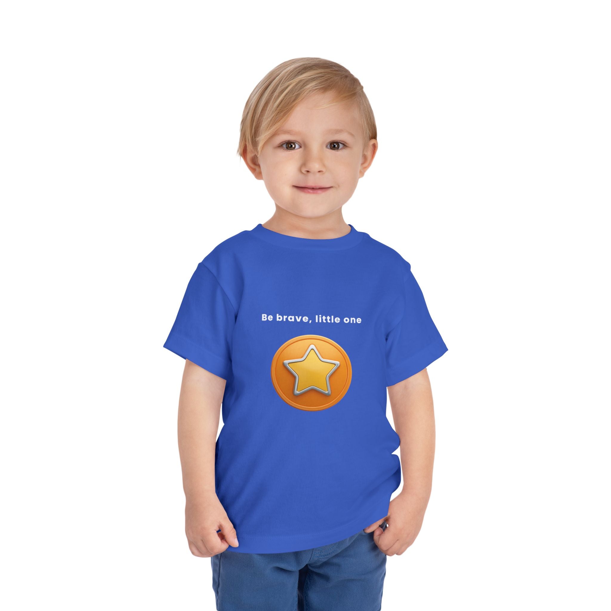 Be Brave Little One | Toddler Motivational Graphic Golden Star Badge T-Shirt