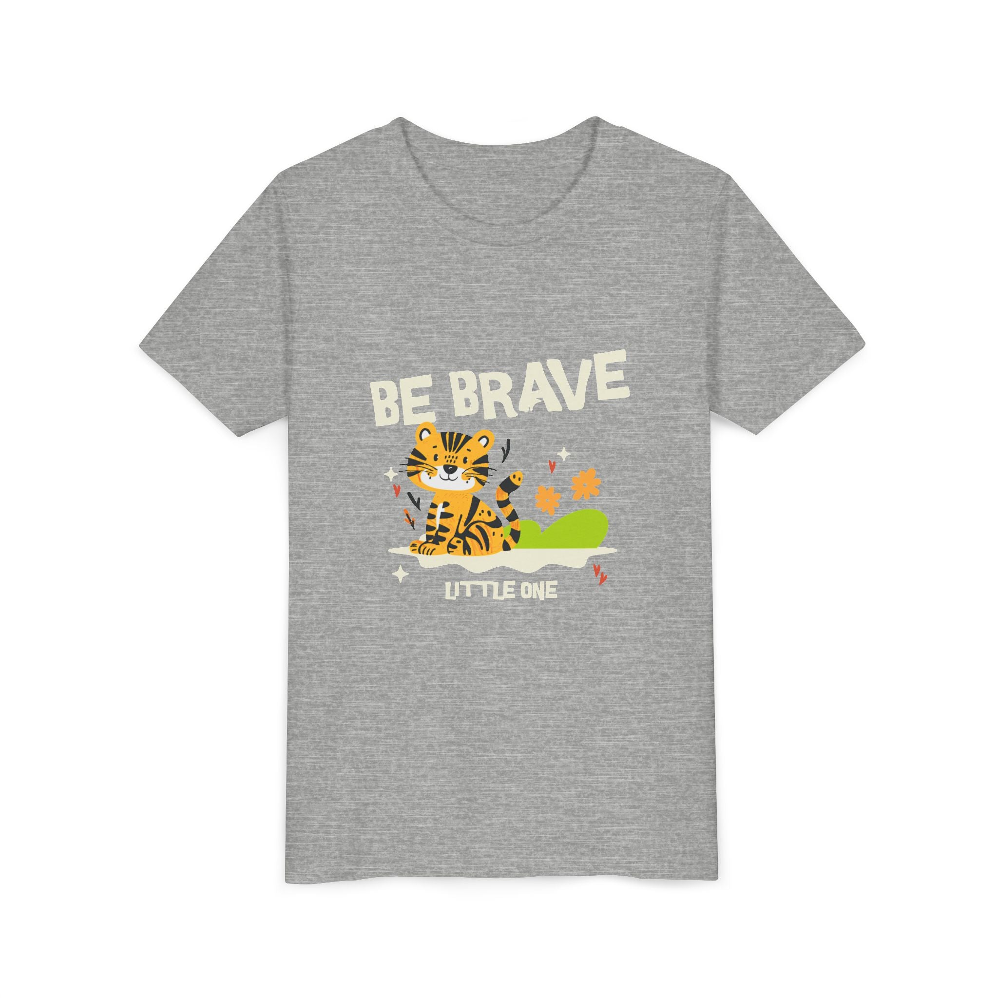 Be Brave Little One | Kids Motivational Graphic Tiger Floral Garden T-Shirt