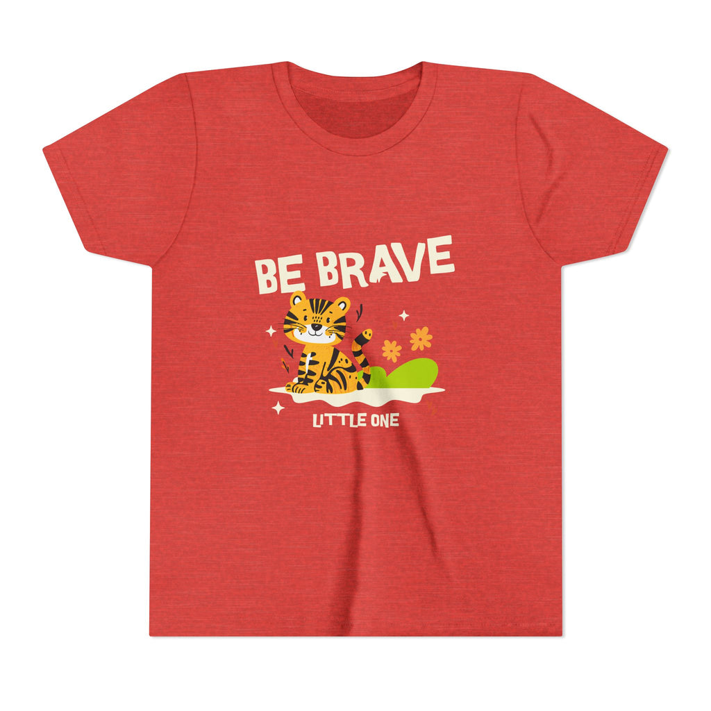 Be Brave Little One | Kids Motivational Graphic Tiger Floral Garden T-Shirt