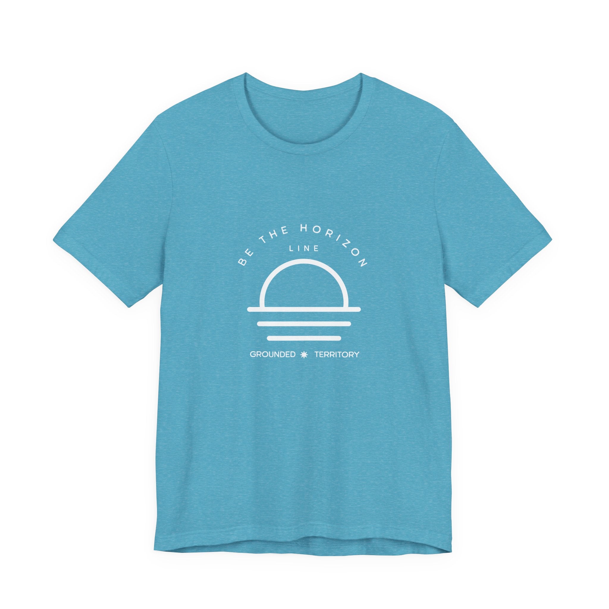 Be the horizon Line | Women's Motivational Graphic Minimalistic White Ocean Sunrise T-Shirt