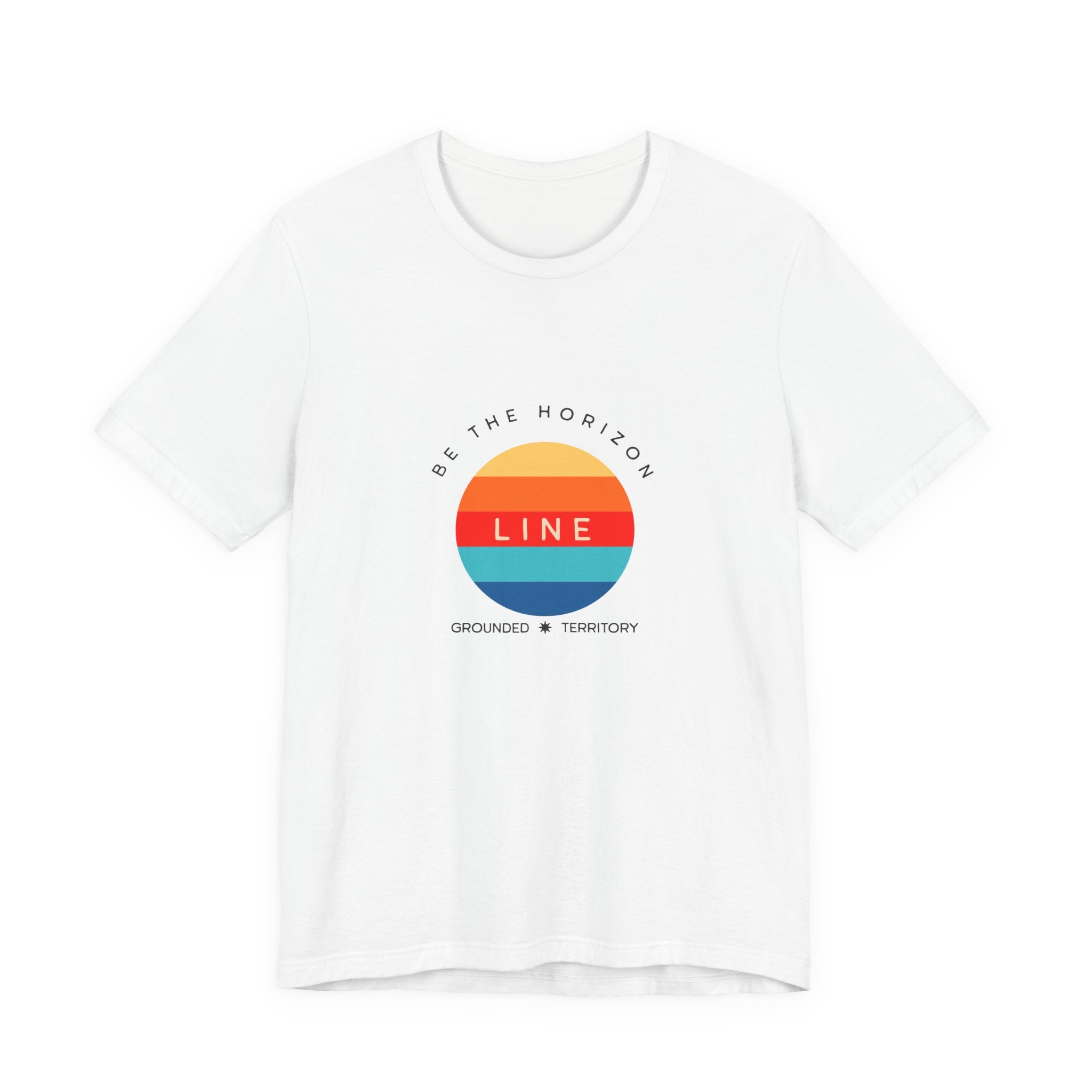 Be the horizon Line | Women's Motivational Graphic Circular Vintage Colour Sunrise T-Shirt